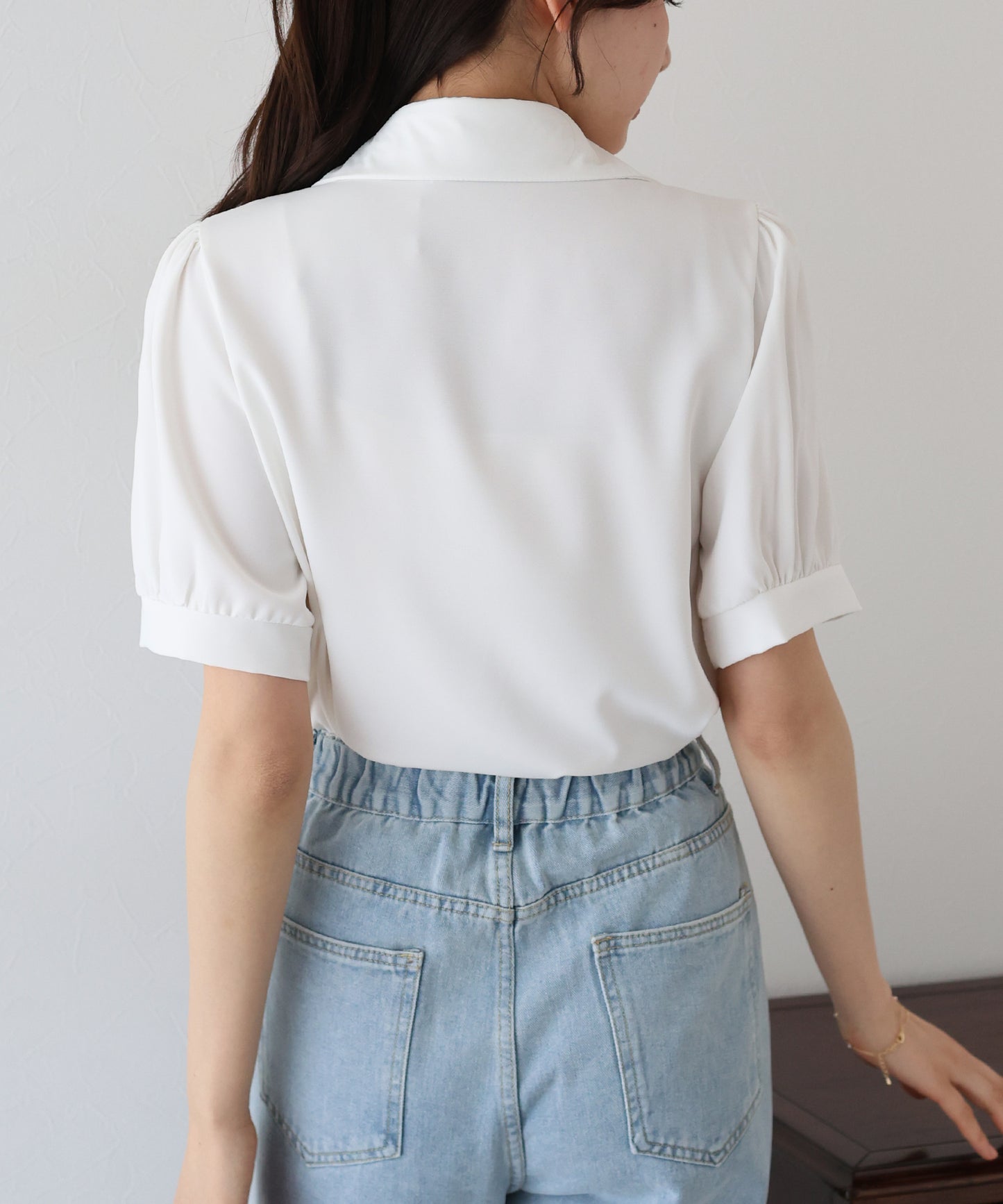 【TIME SALE】フロントクロス襟ブラウス【ネコポス】