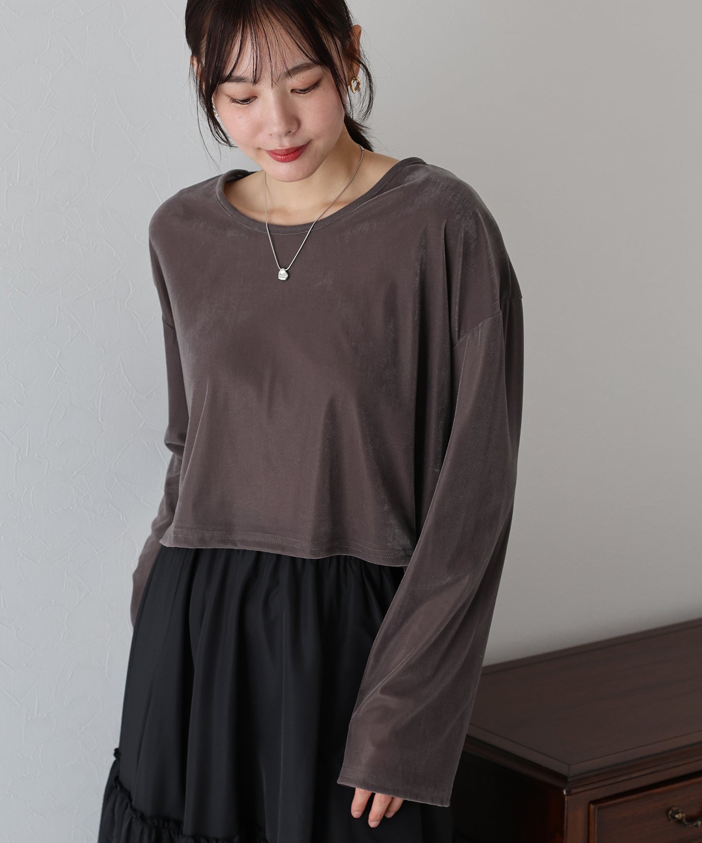 【SALE】シアーベロアショート丈ロンT【ネコポス】