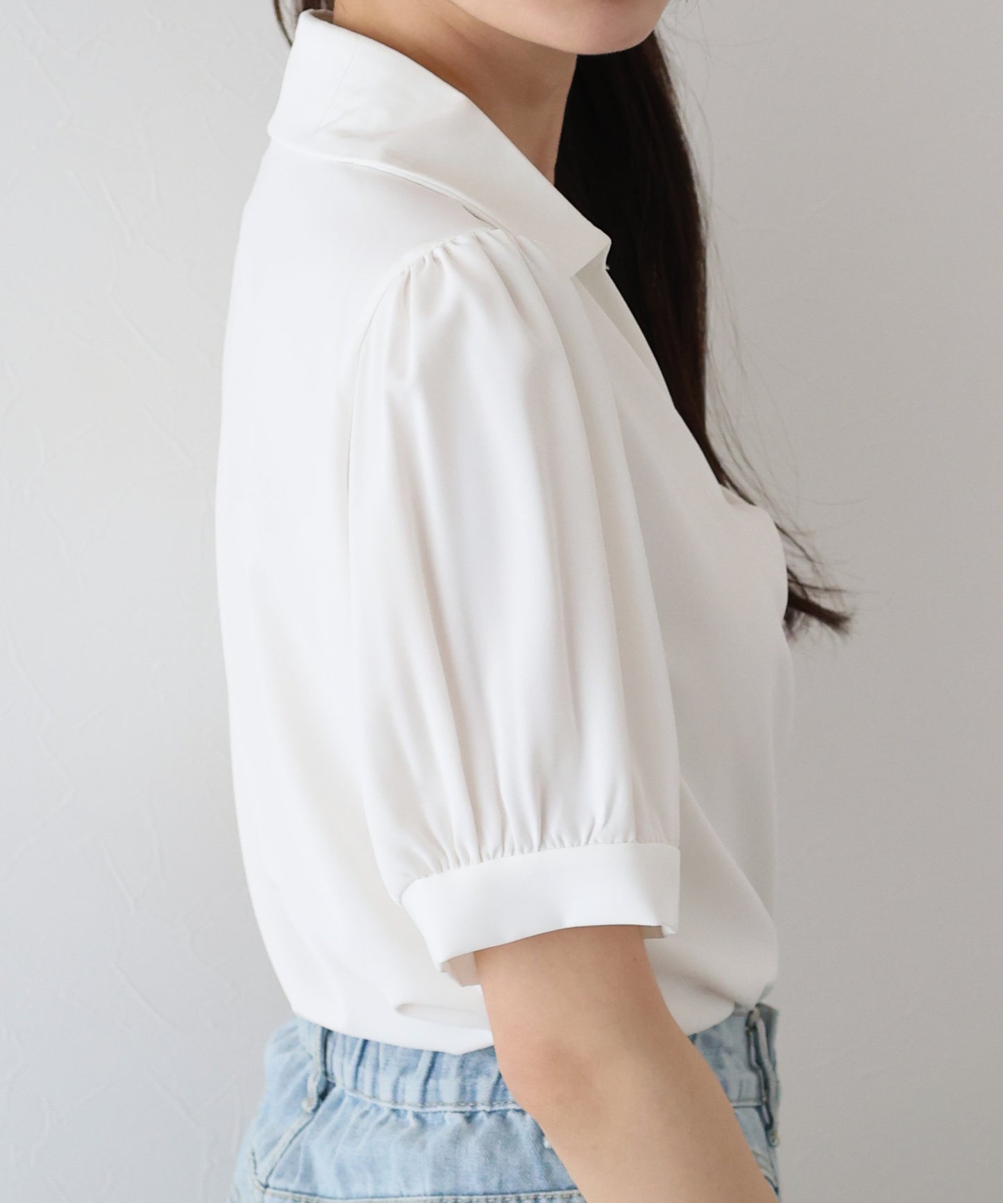 【TIME SALE】フロントクロス襟ブラウス【ネコポス】