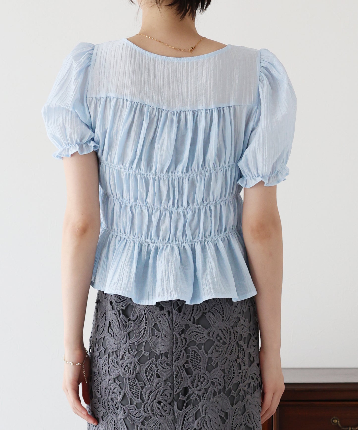 【TIME SALE】ギャザーペプラムブラウス【ネコポス】