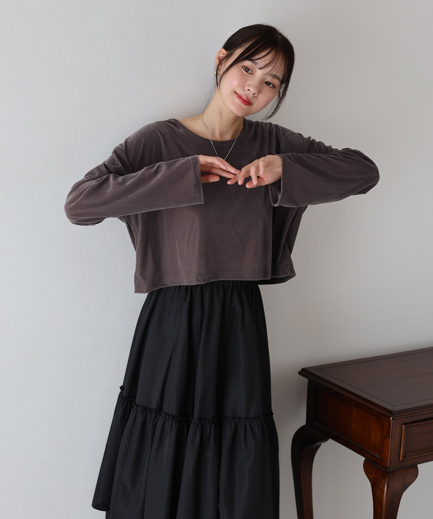 【SALE】シアーベロアショート丈ロンT【ネコポス】