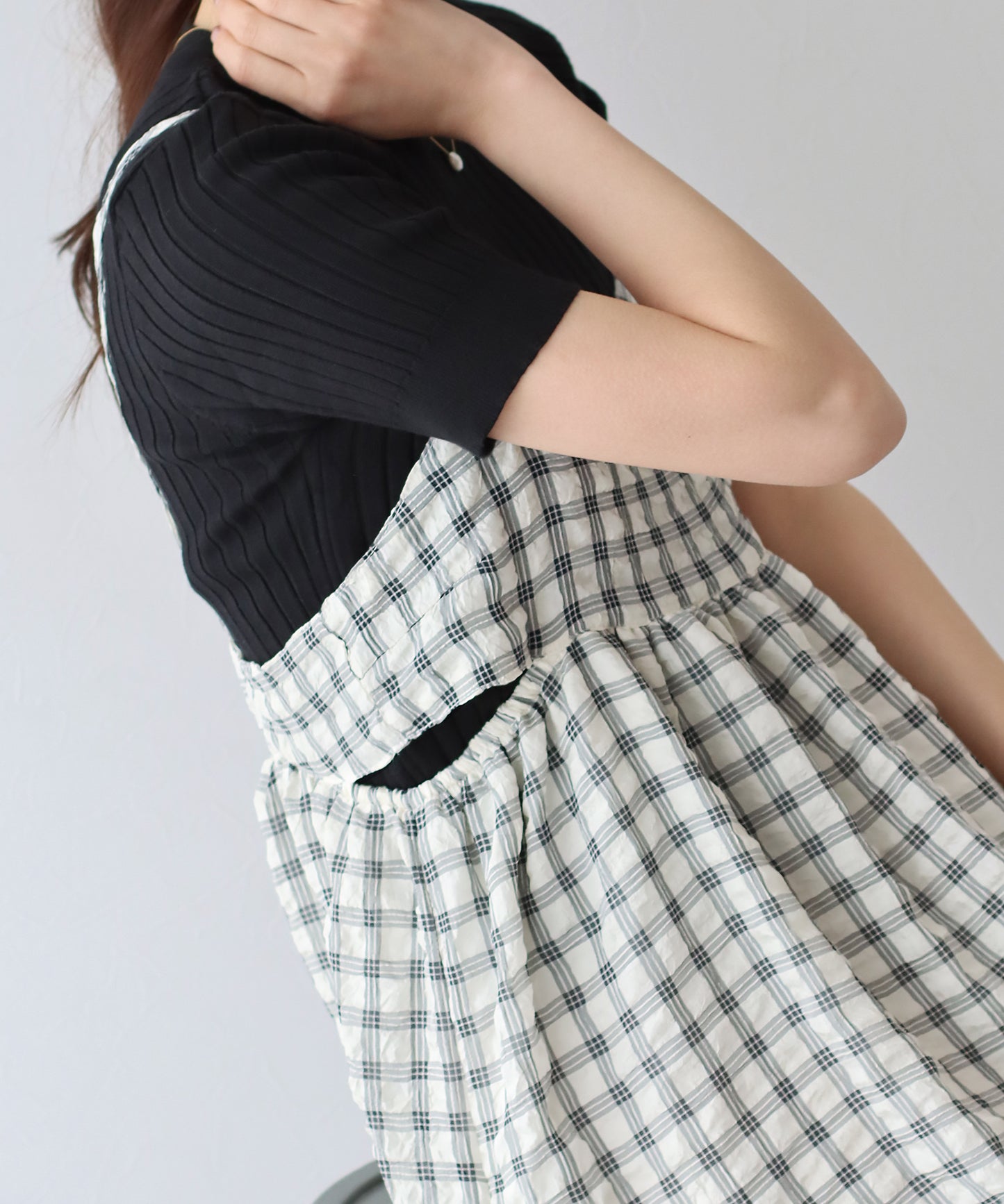 【SALE】シアーチェックキャミワンピース