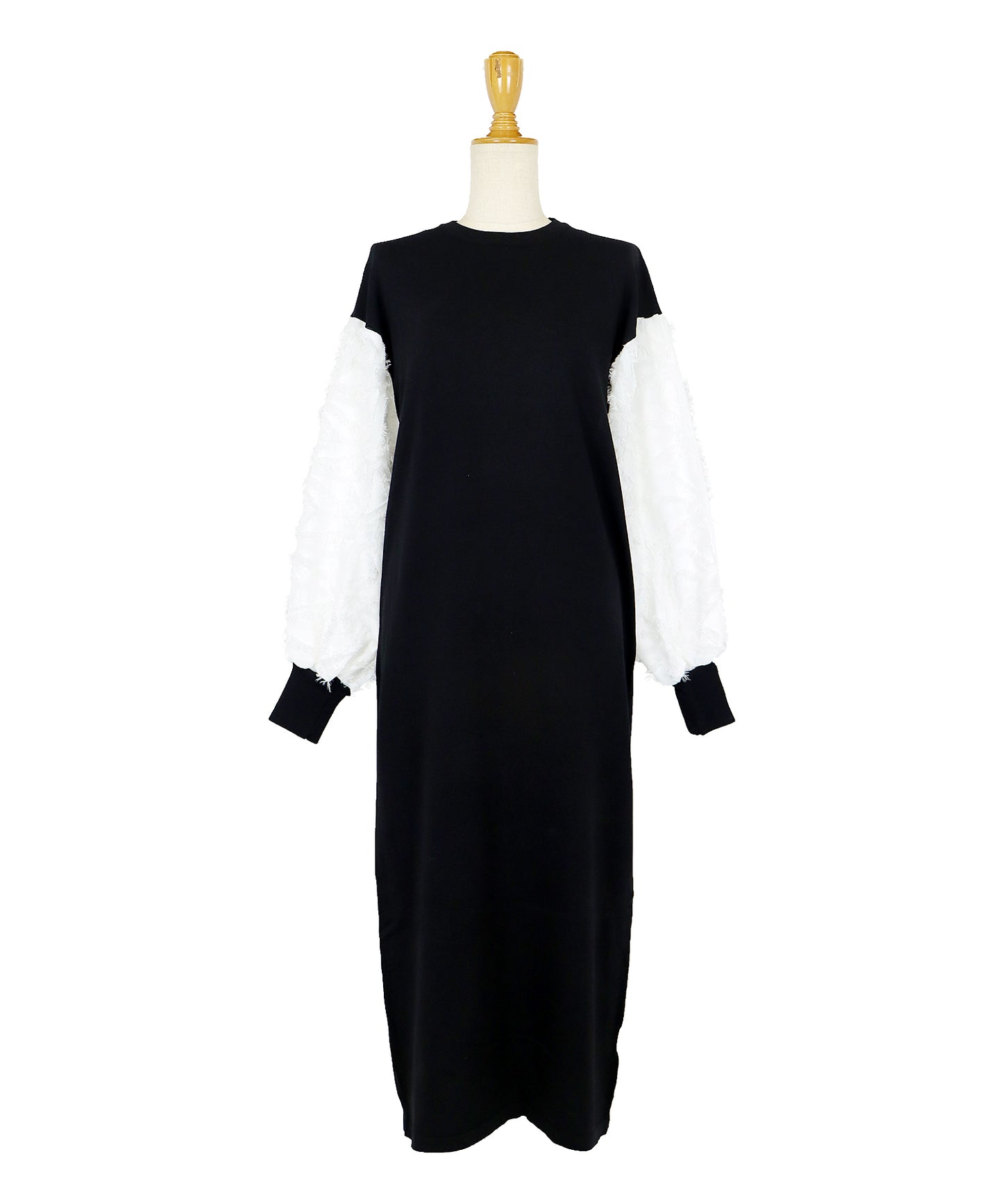 【TIME SALE】カットジャガード袖ニットワンピース