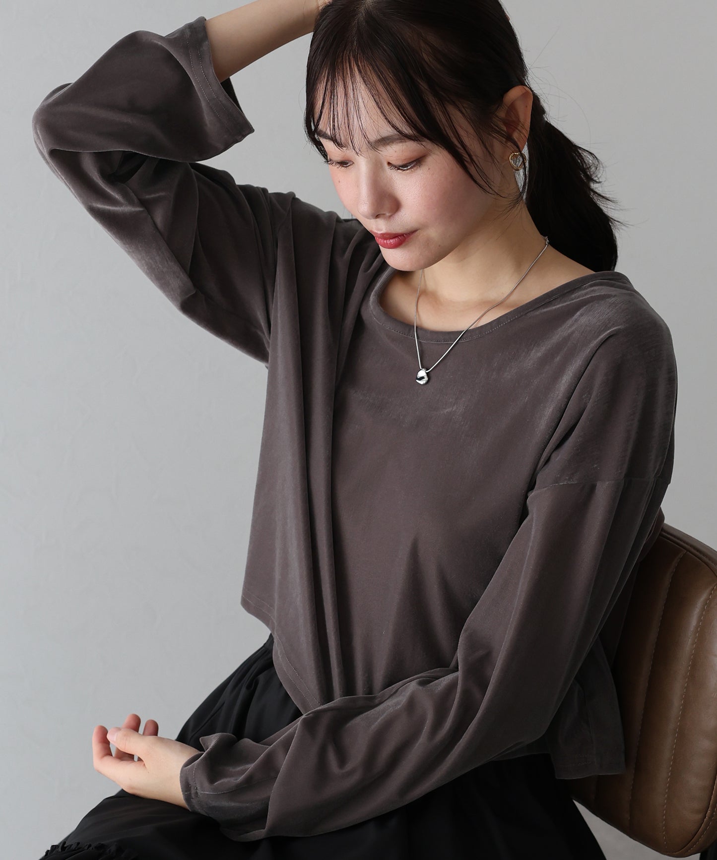 【SALE】シアーベロアショート丈ロンT【ネコポス】