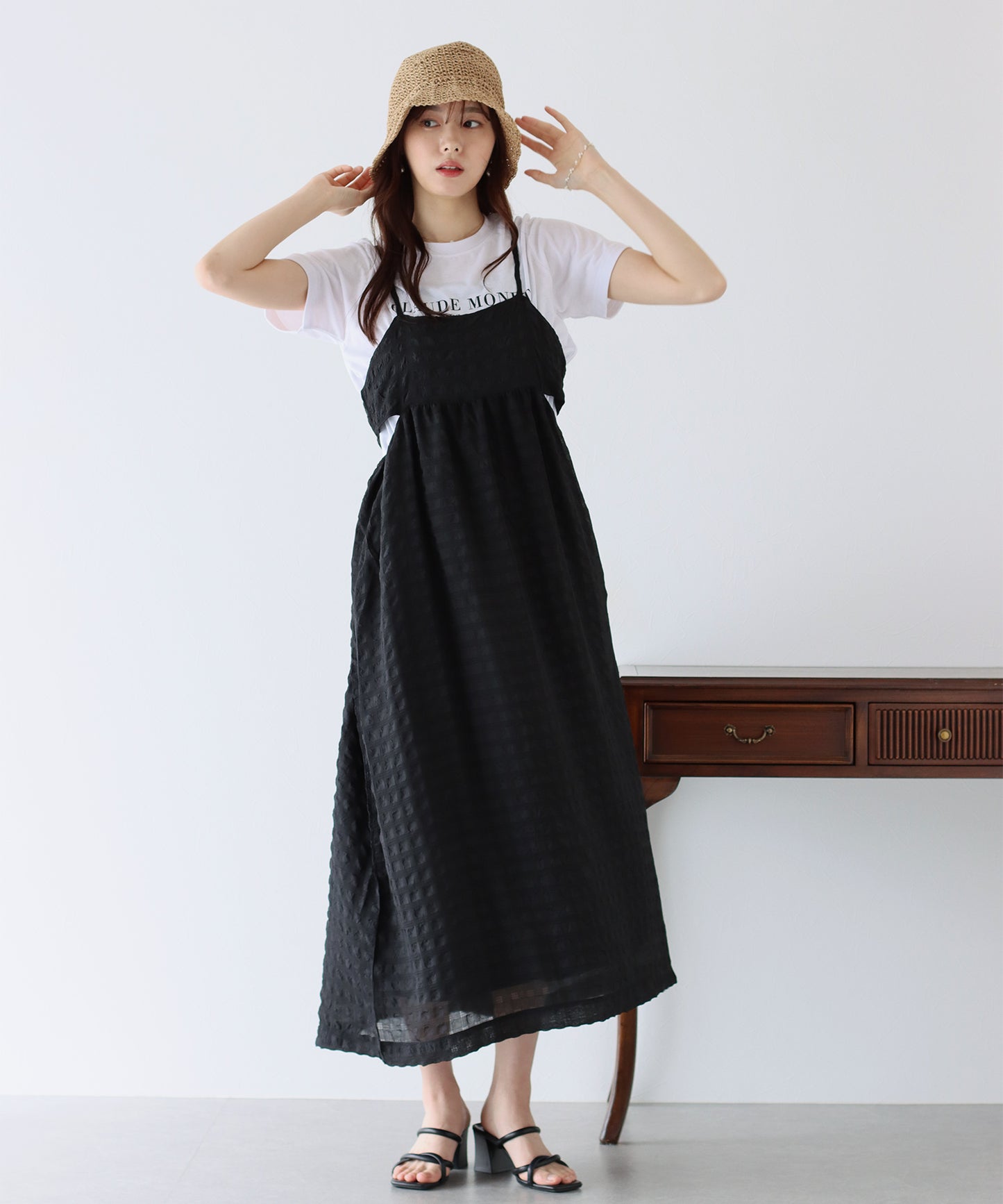 【SALE】シアーチェックキャミワンピース