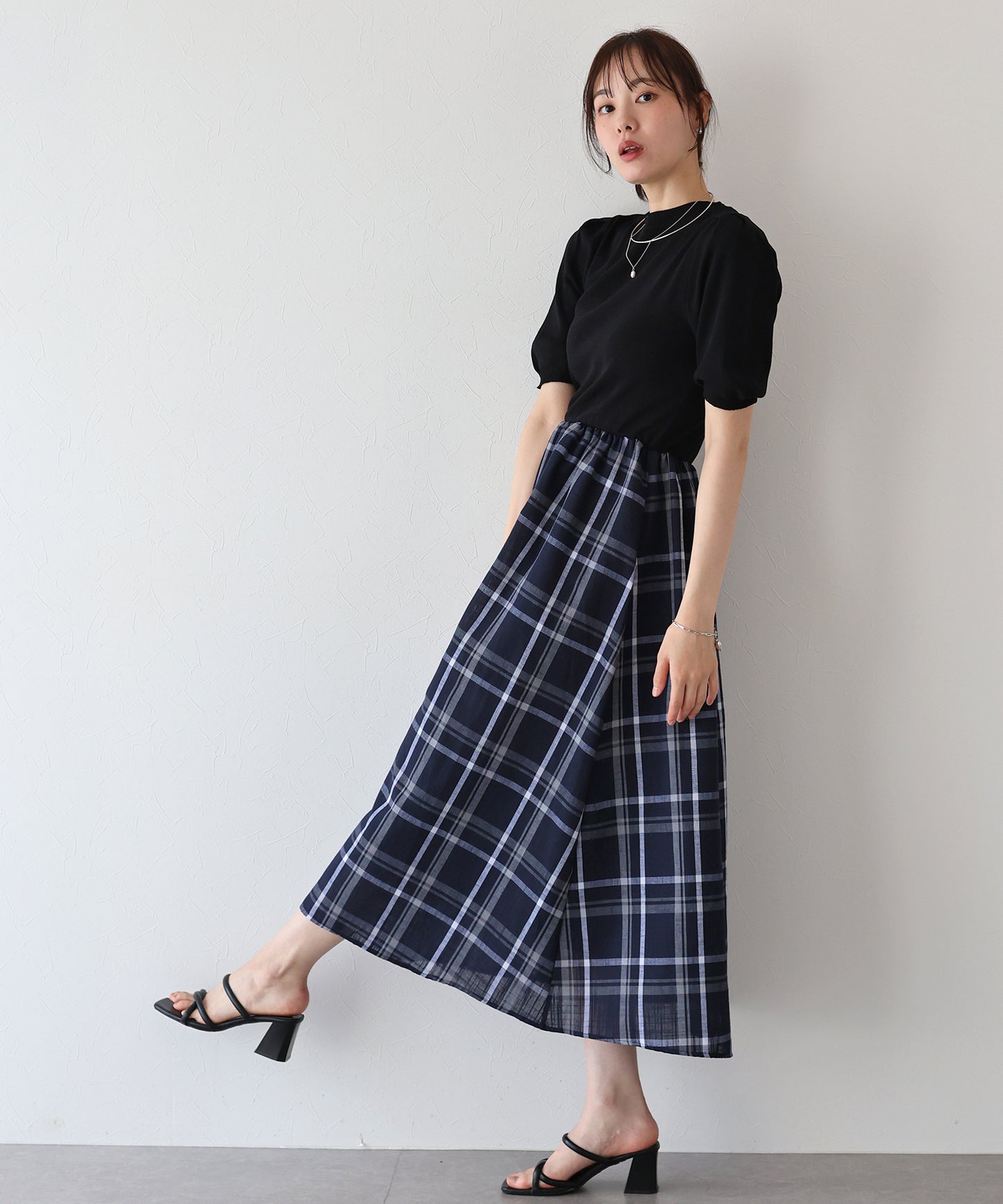 【TIME SALE】チェックドッキングワンピース