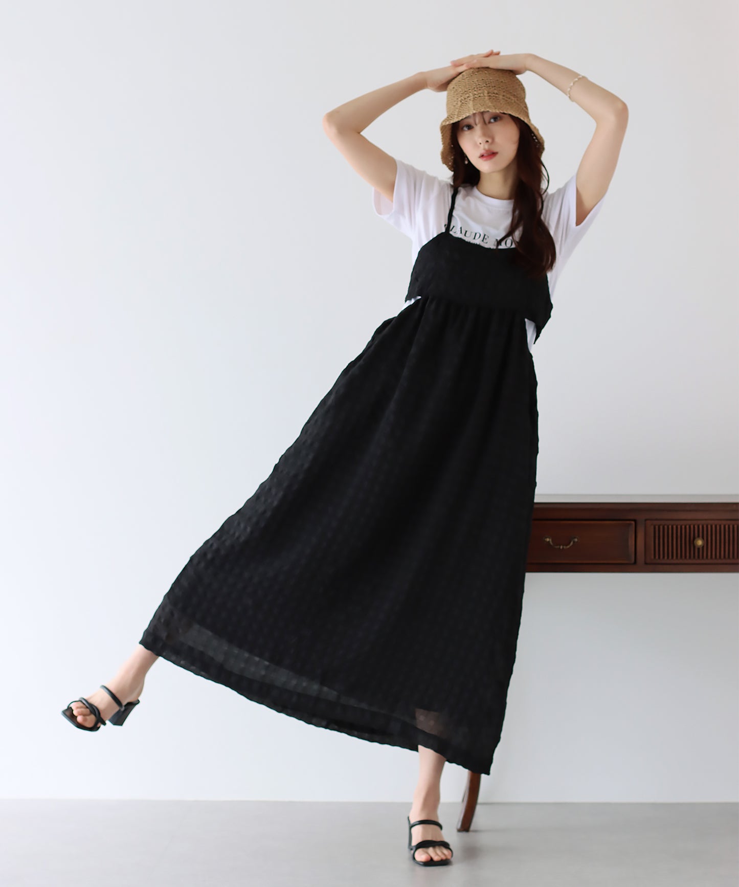 【SALE】シアーチェックキャミワンピース