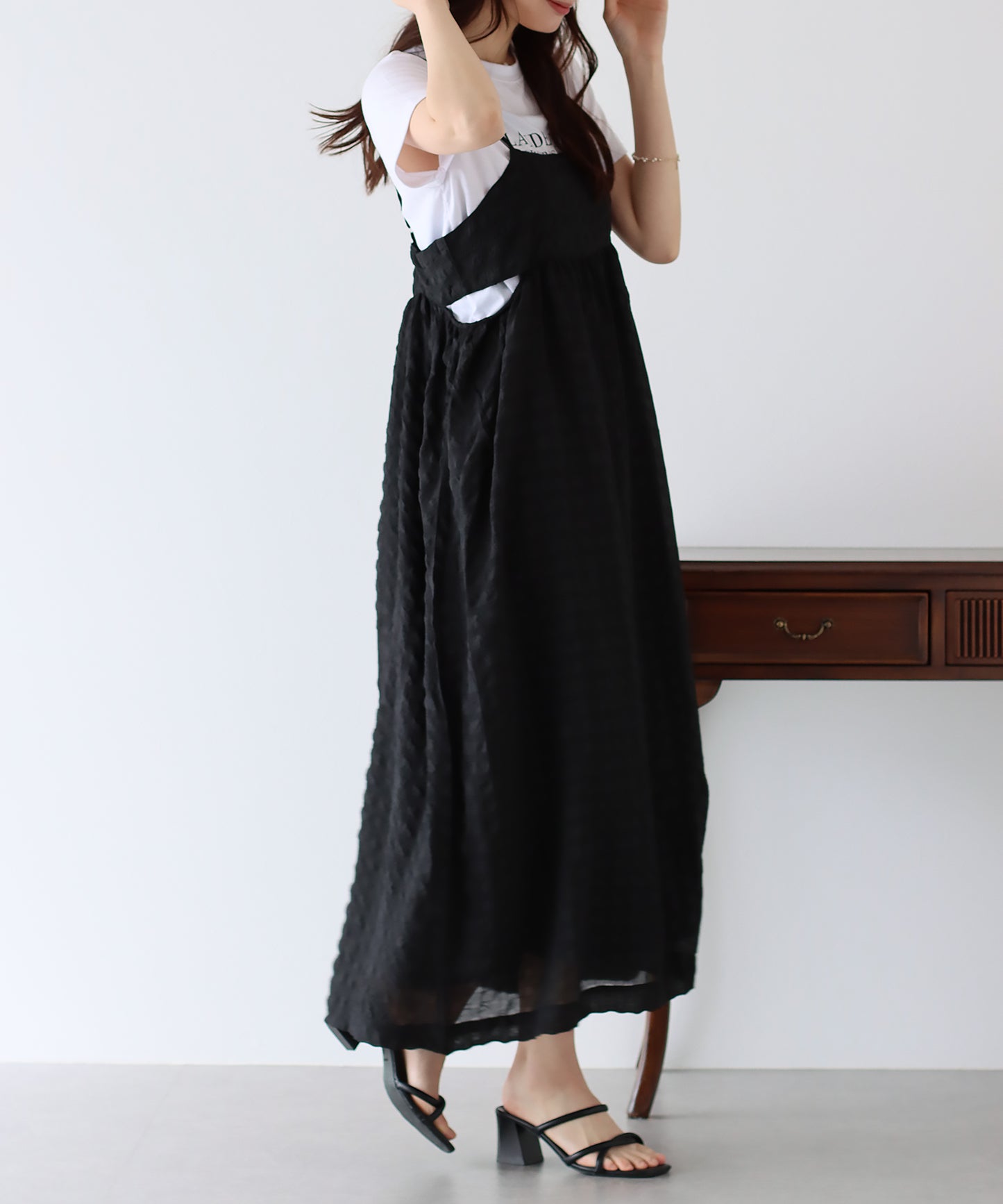 【SALE】シアーチェックキャミワンピース