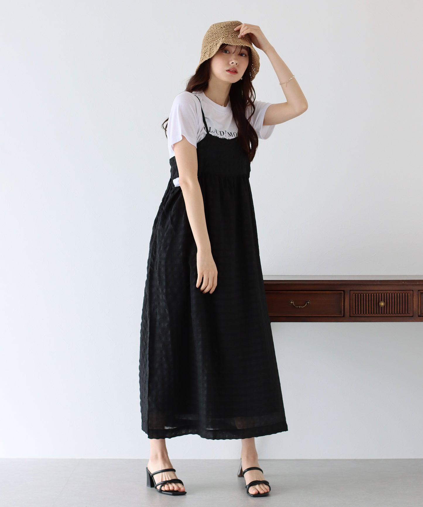 【SALE】シアーチェックキャミワンピース