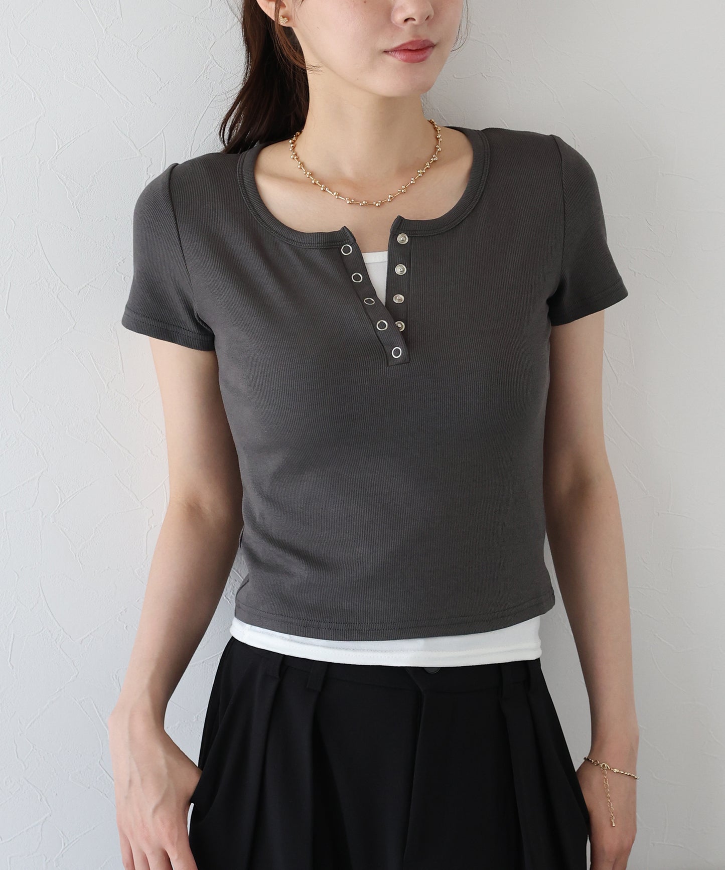 【TIME SALE】ヘンリーネック半袖Tシャツ【ネコポス】