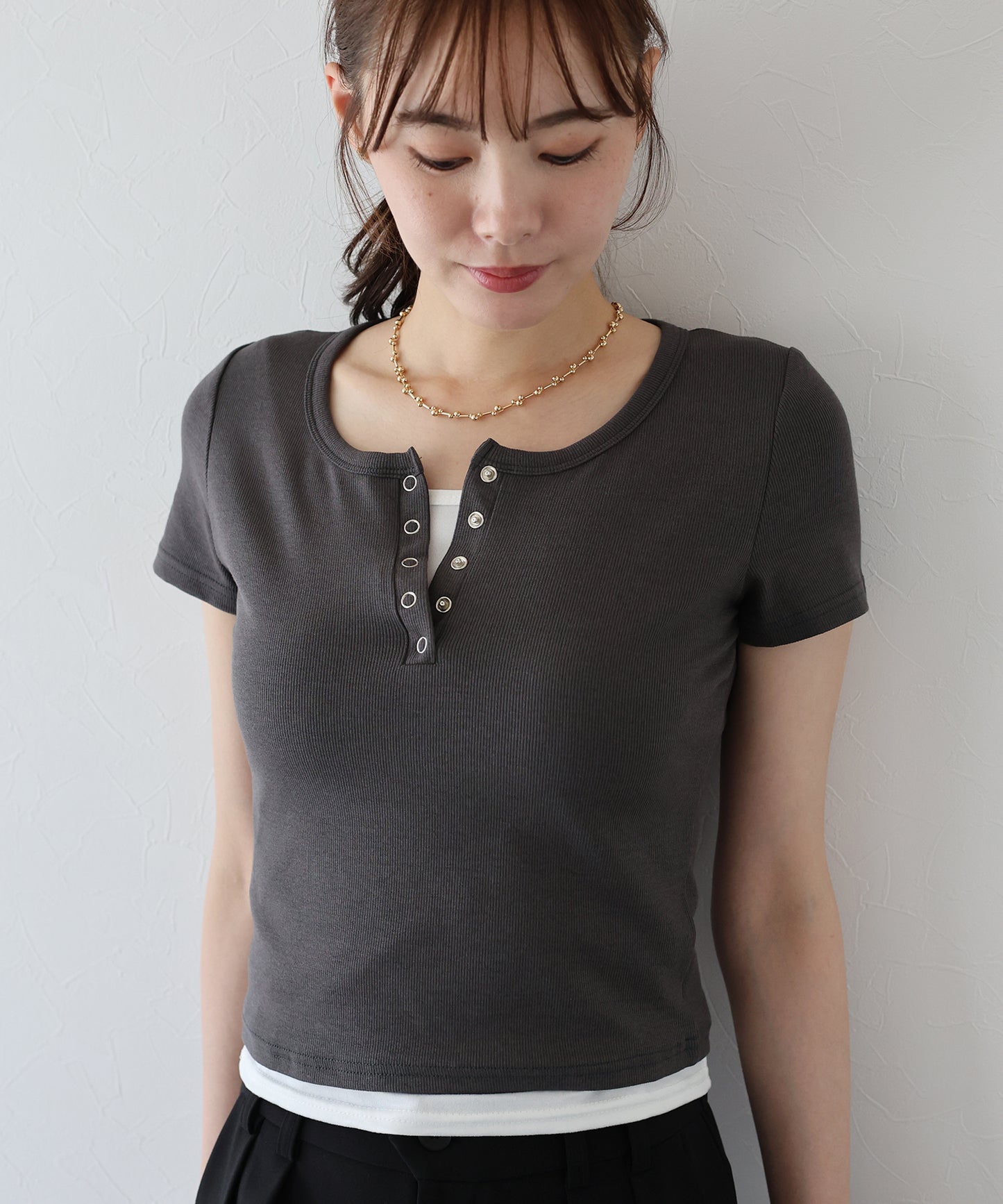 【TIME SALE】ヘンリーネック半袖Tシャツ【ネコポス】