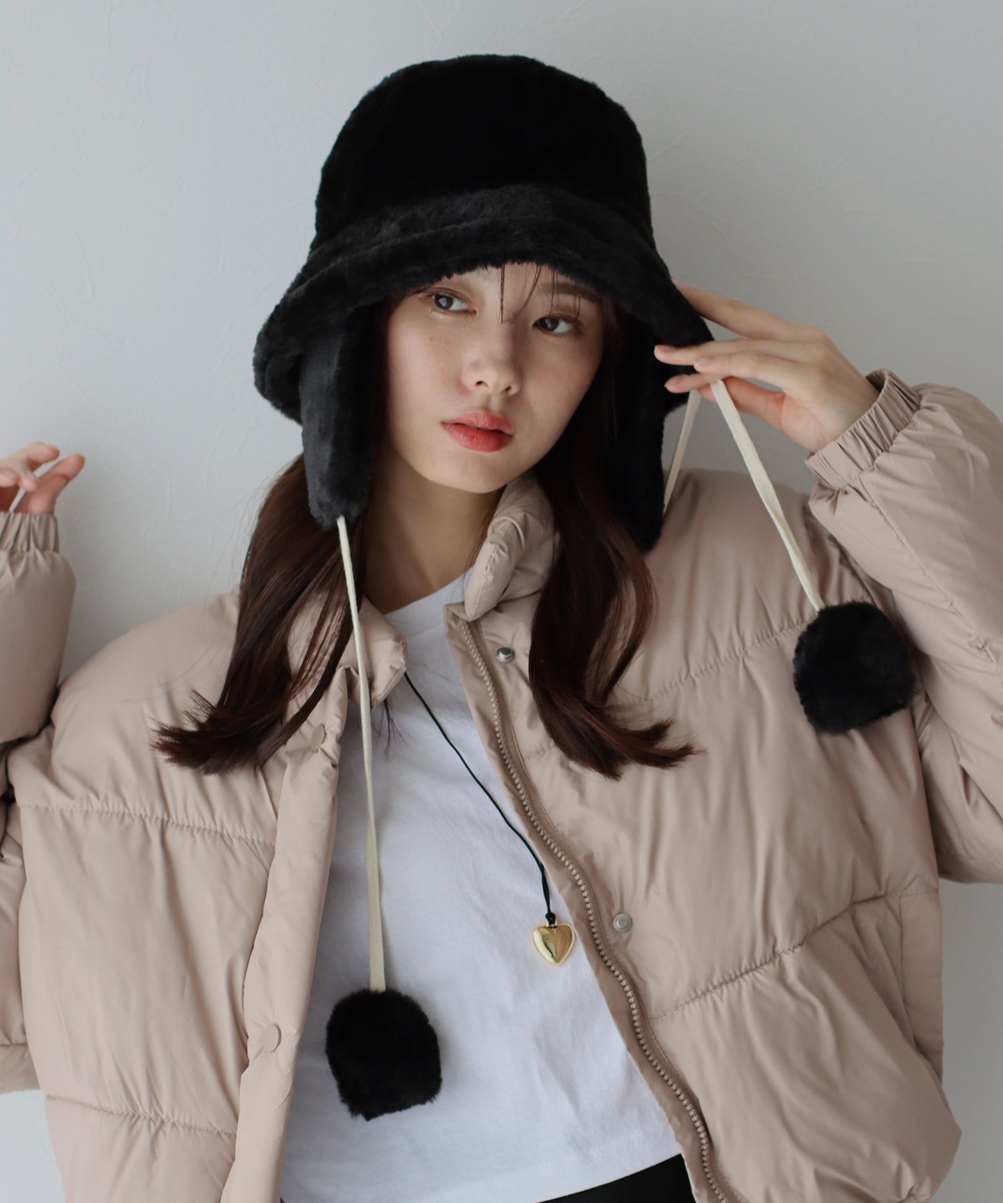 【TIME SALE】耳当て付き2WAYファーバケットハット