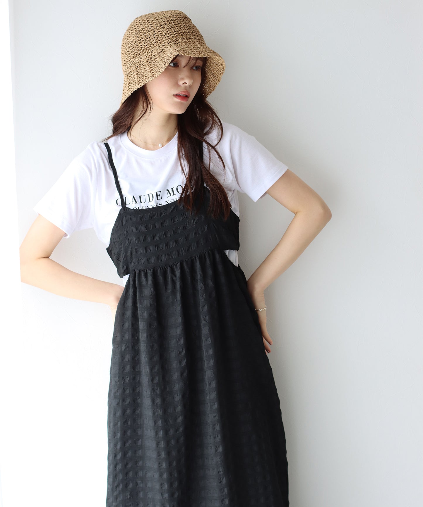 【SALE】シアーチェックキャミワンピース
