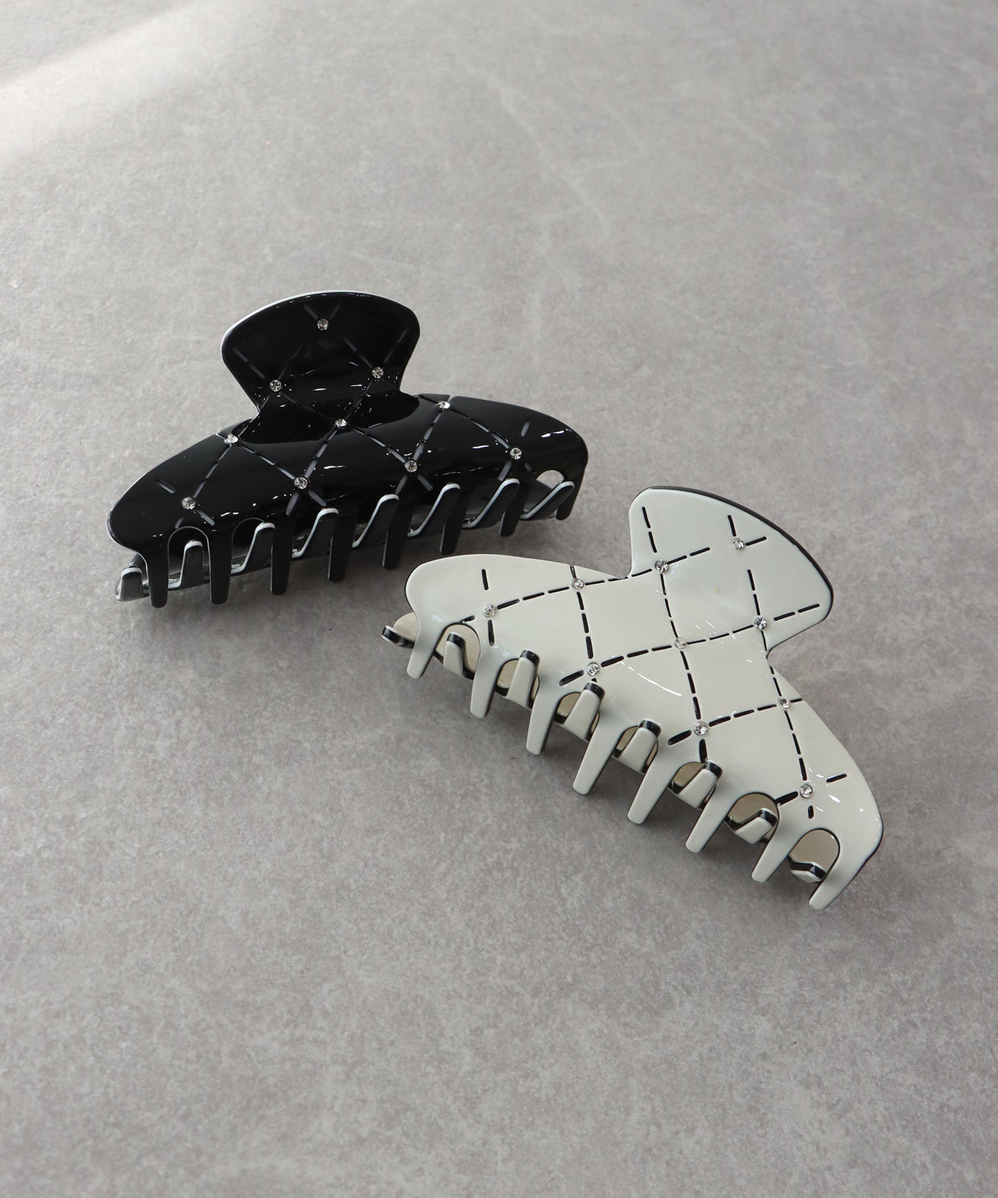 【早割5%OFF】ビジュー付きキルティングバンスクリップ