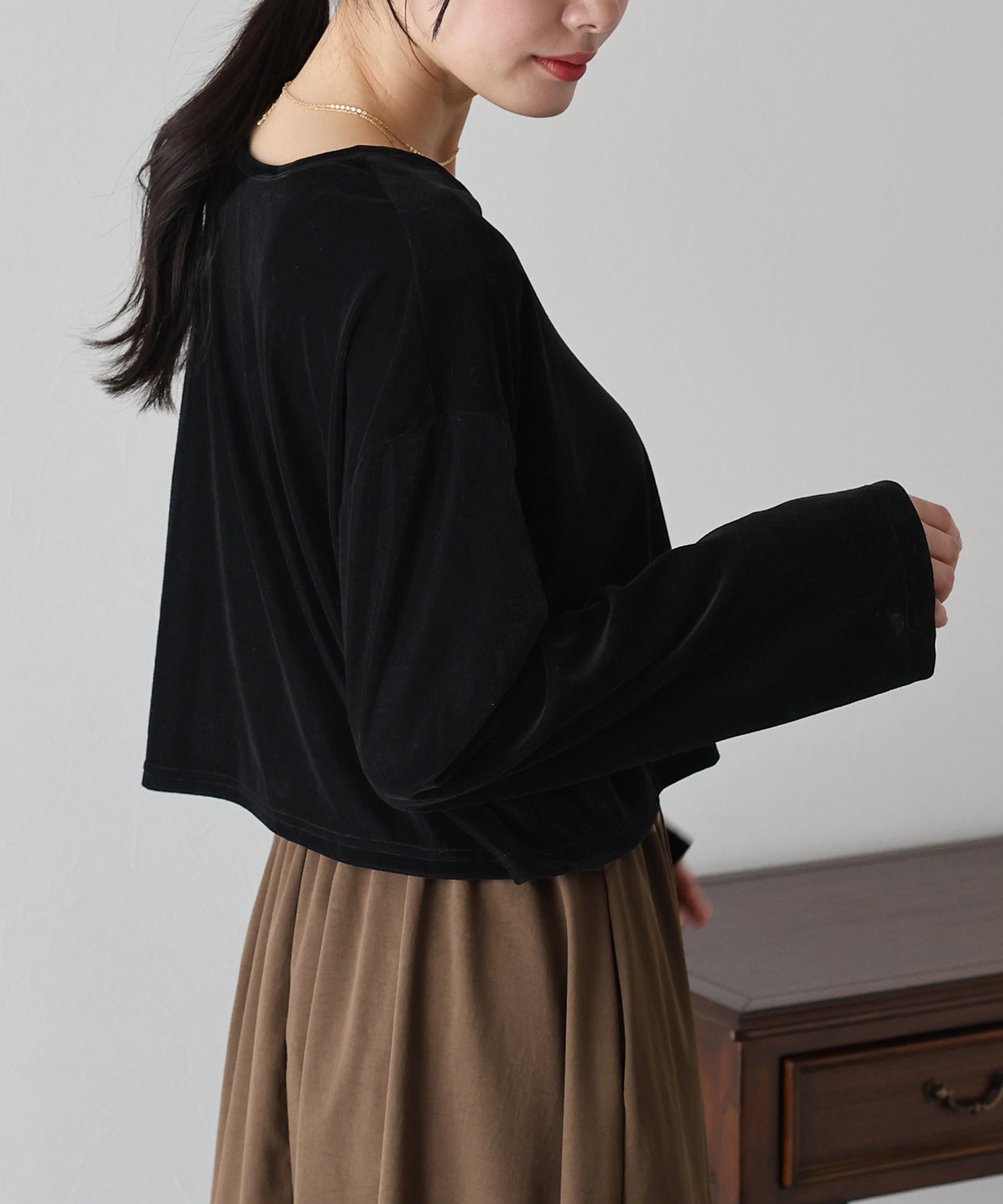 【SALE】シアーベロアショート丈ロンT【ネコポス】