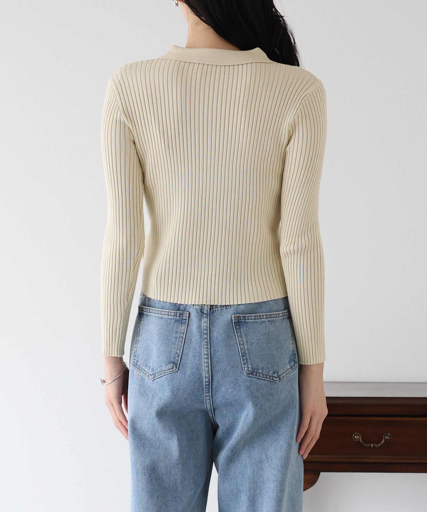 ポロ衿リブニット