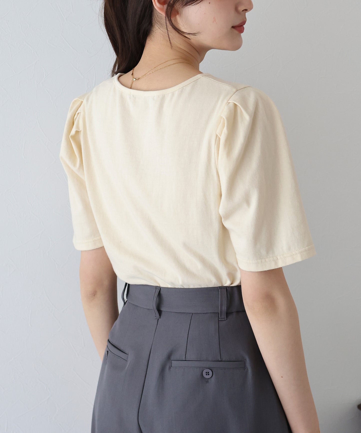 【TIME SALE】パイピングリボンタックTシャツ