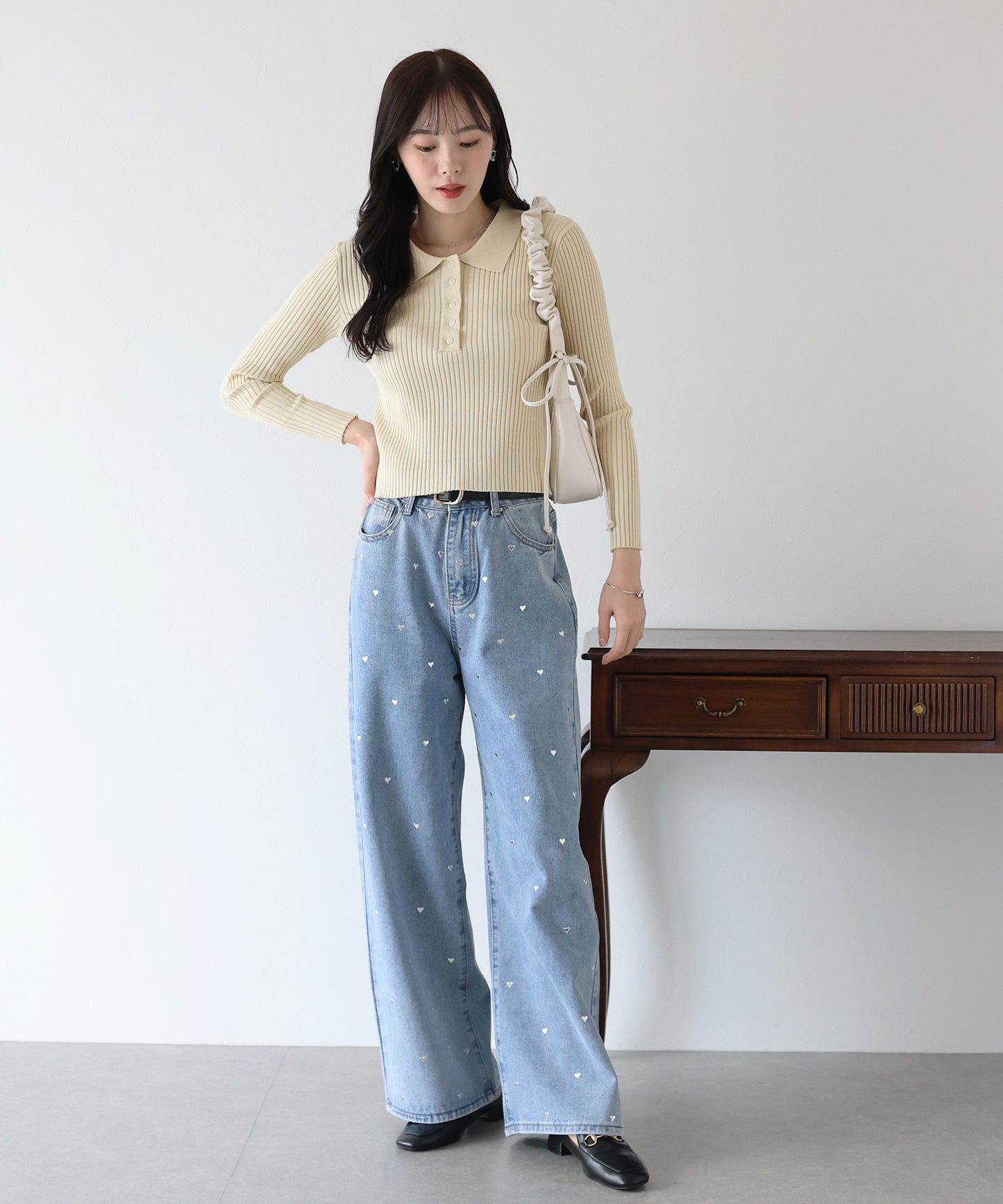 ポロ衿リブニット