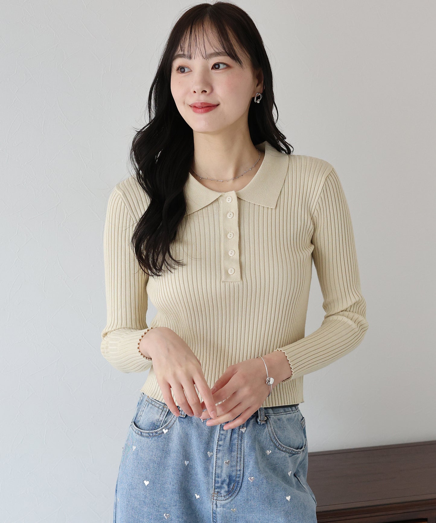 ポロ衿リブニット