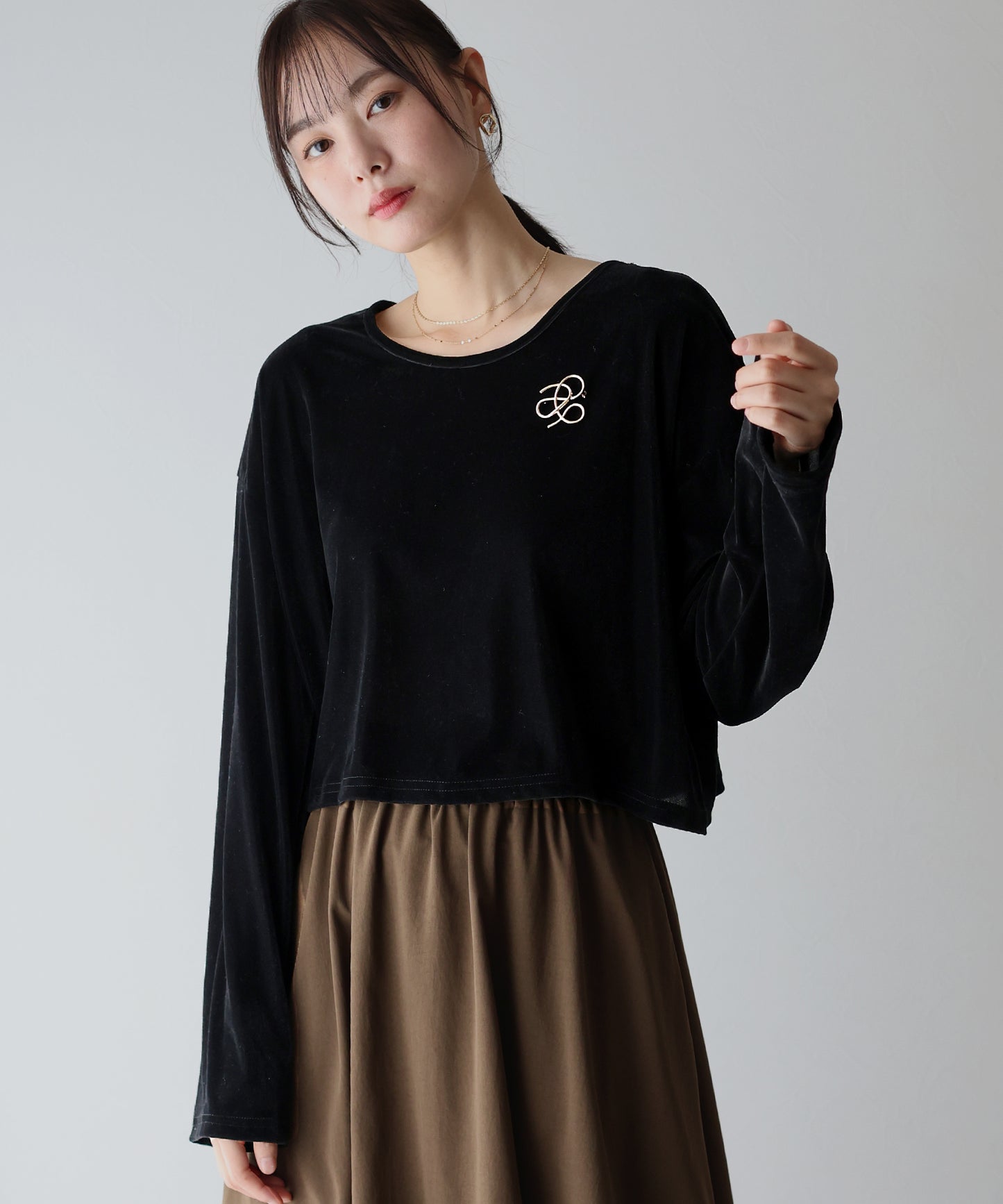 【SALE】シアーベロアショート丈ロンT【ネコポス】