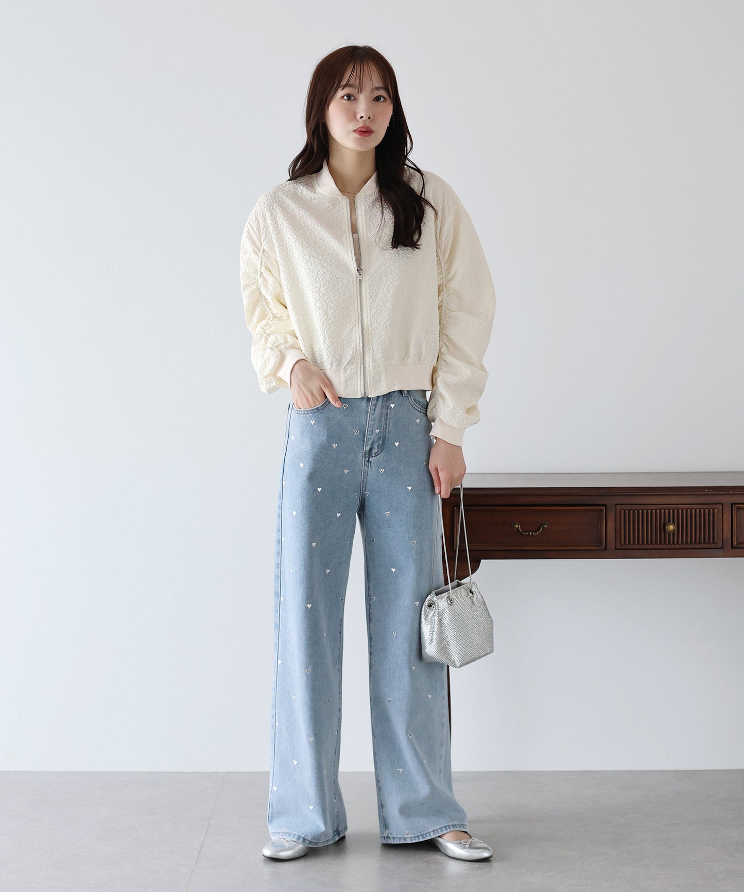 【TIME SALE】フラワージャガードブルゾン