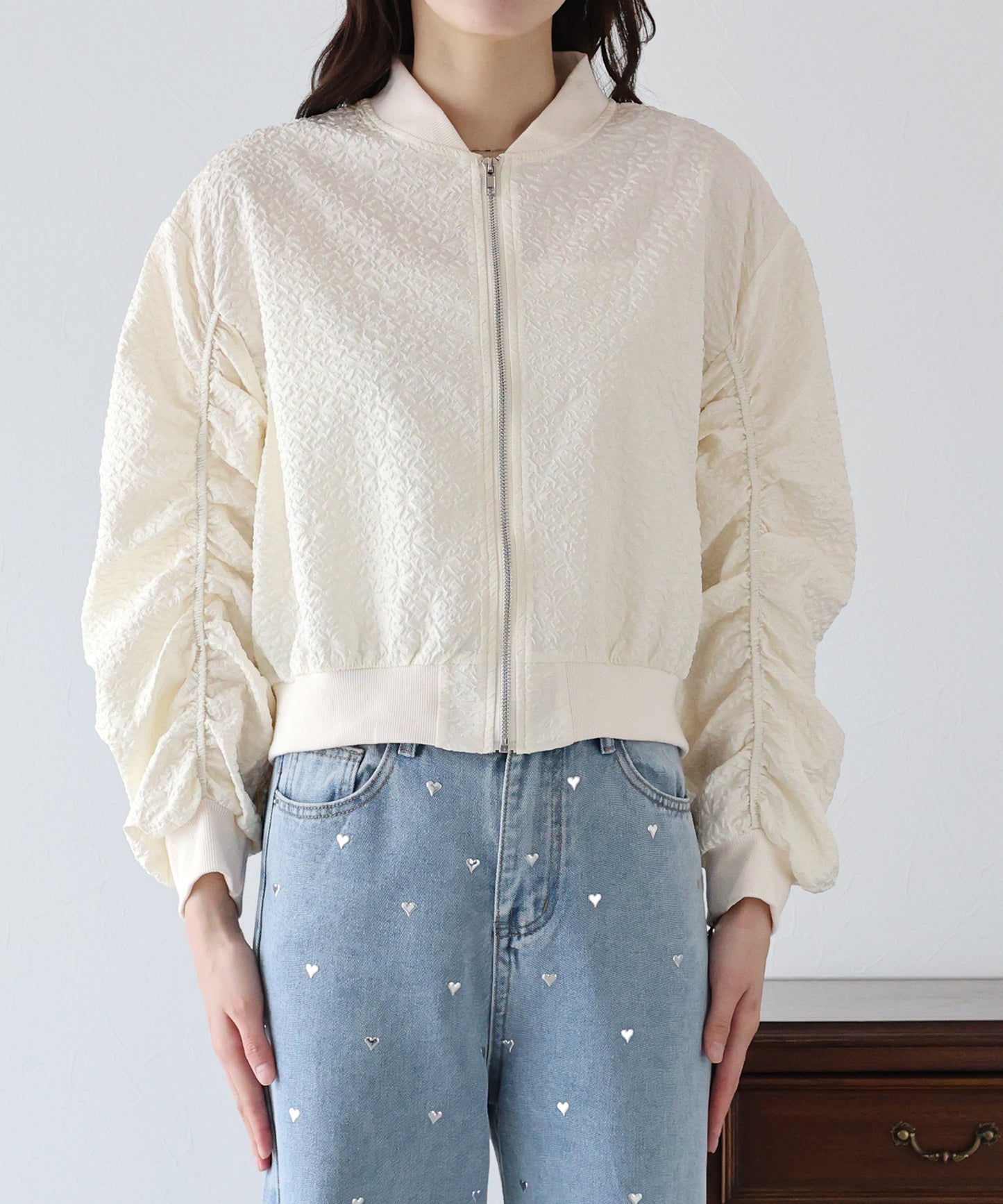【TIME SALE】フラワージャガードブルゾン