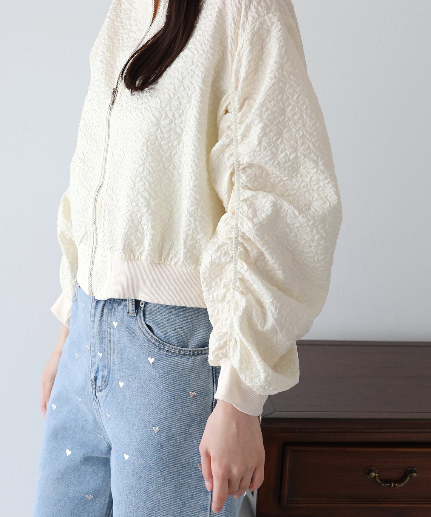 【TIME SALE】フラワージャガードブルゾン