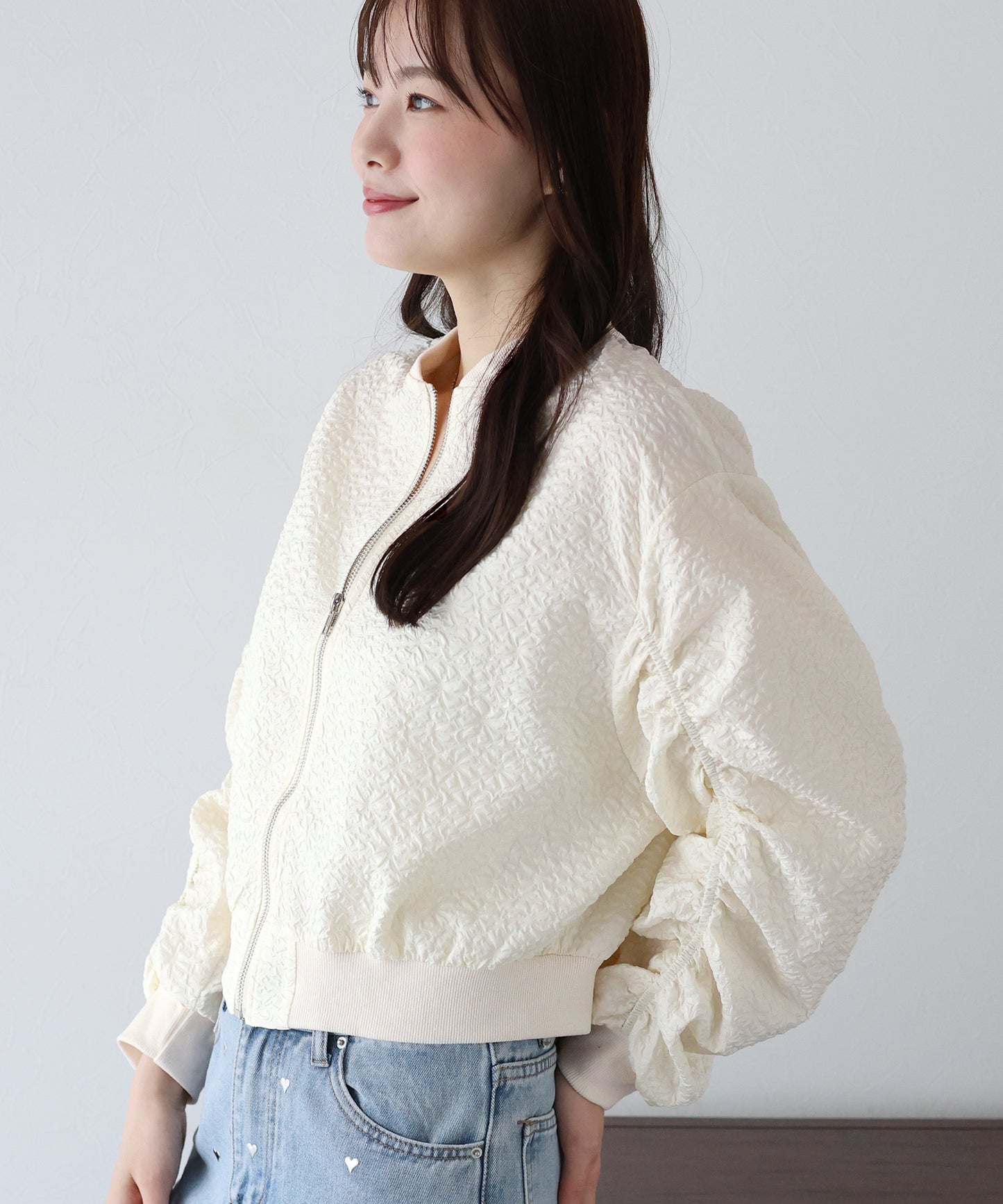 【TIME SALE】フラワージャガードブルゾン