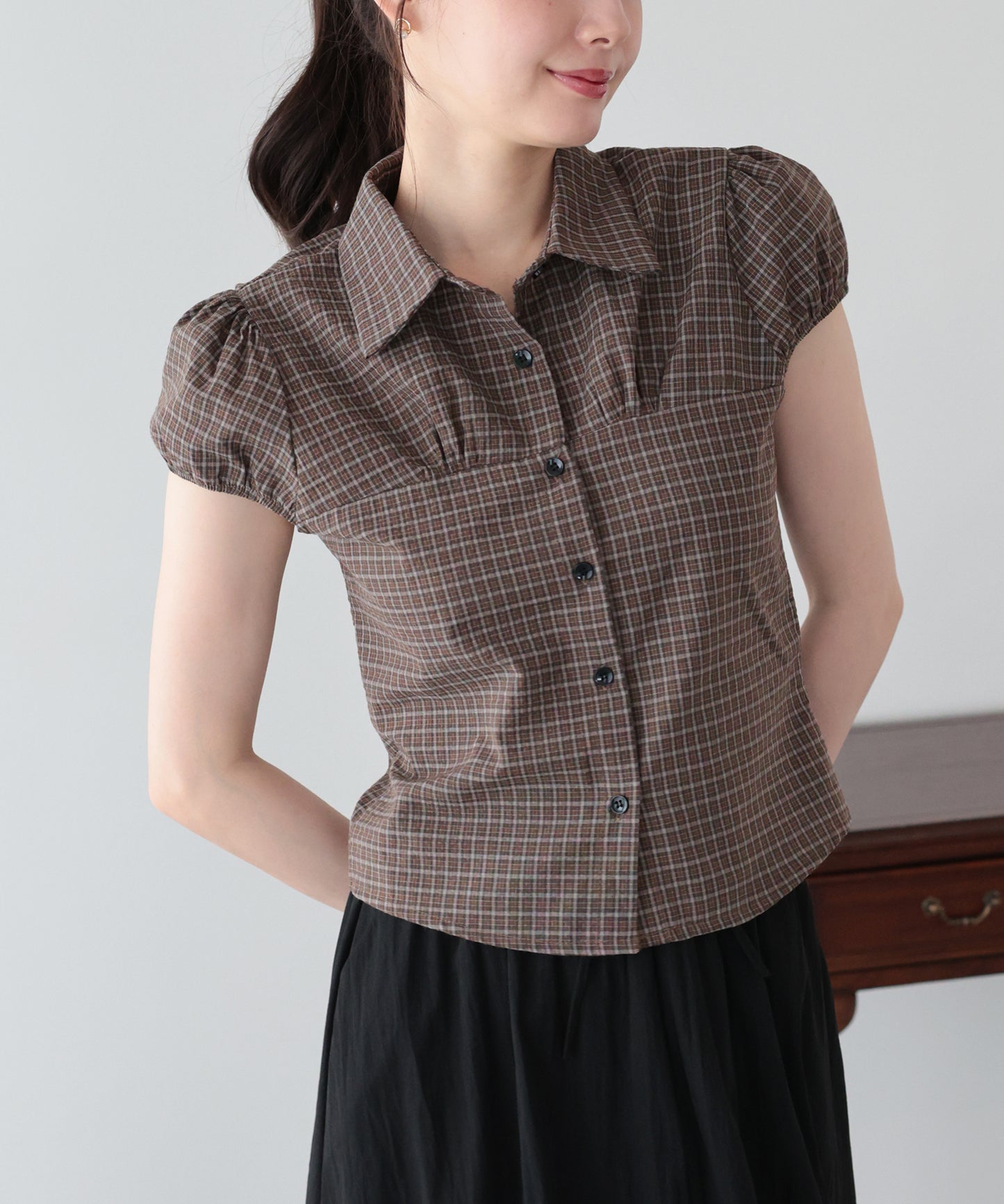 【早割5%OFF】パフスリープチェックシャツ【メール便】