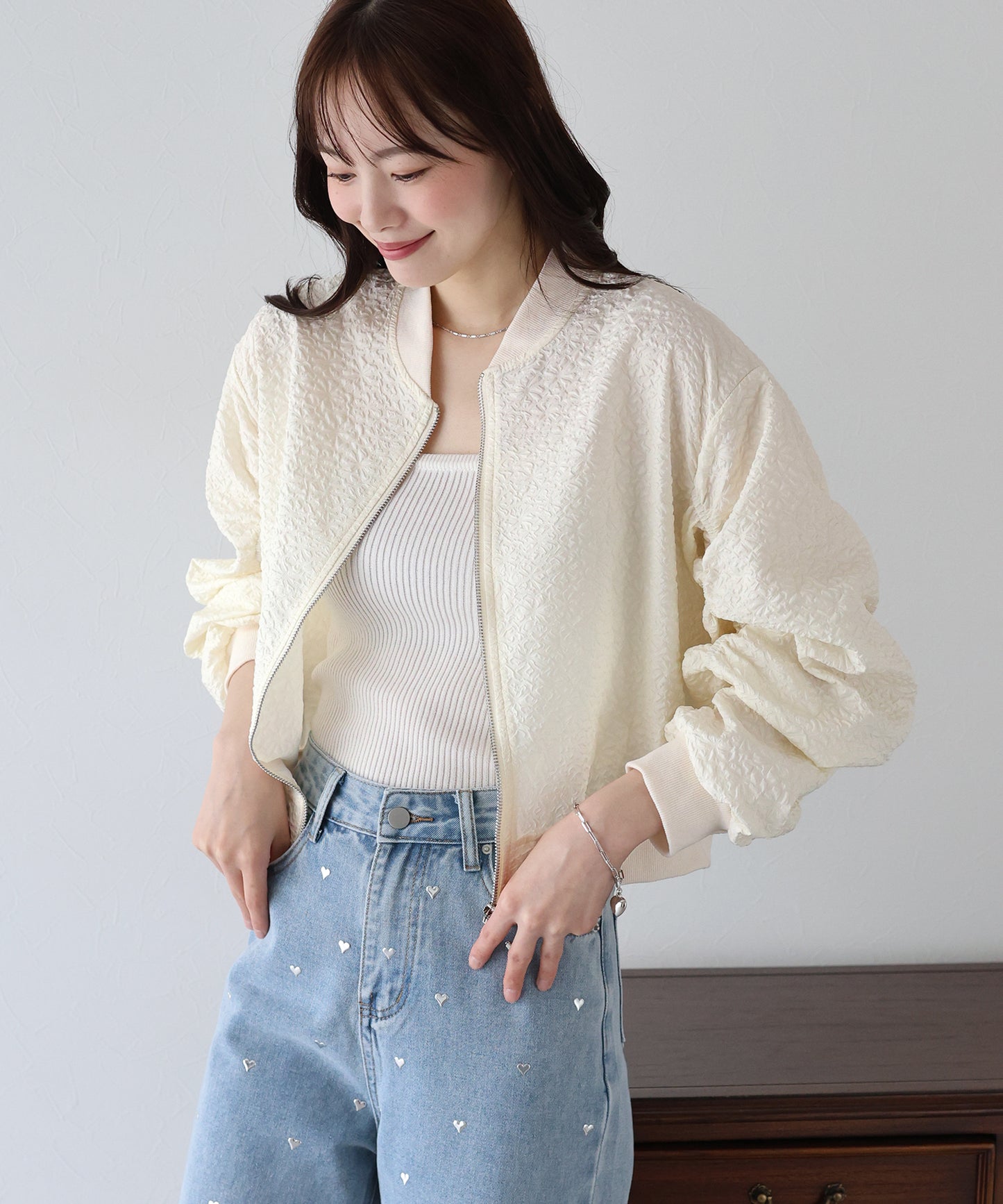 【TIME SALE】フラワージャガードブルゾン