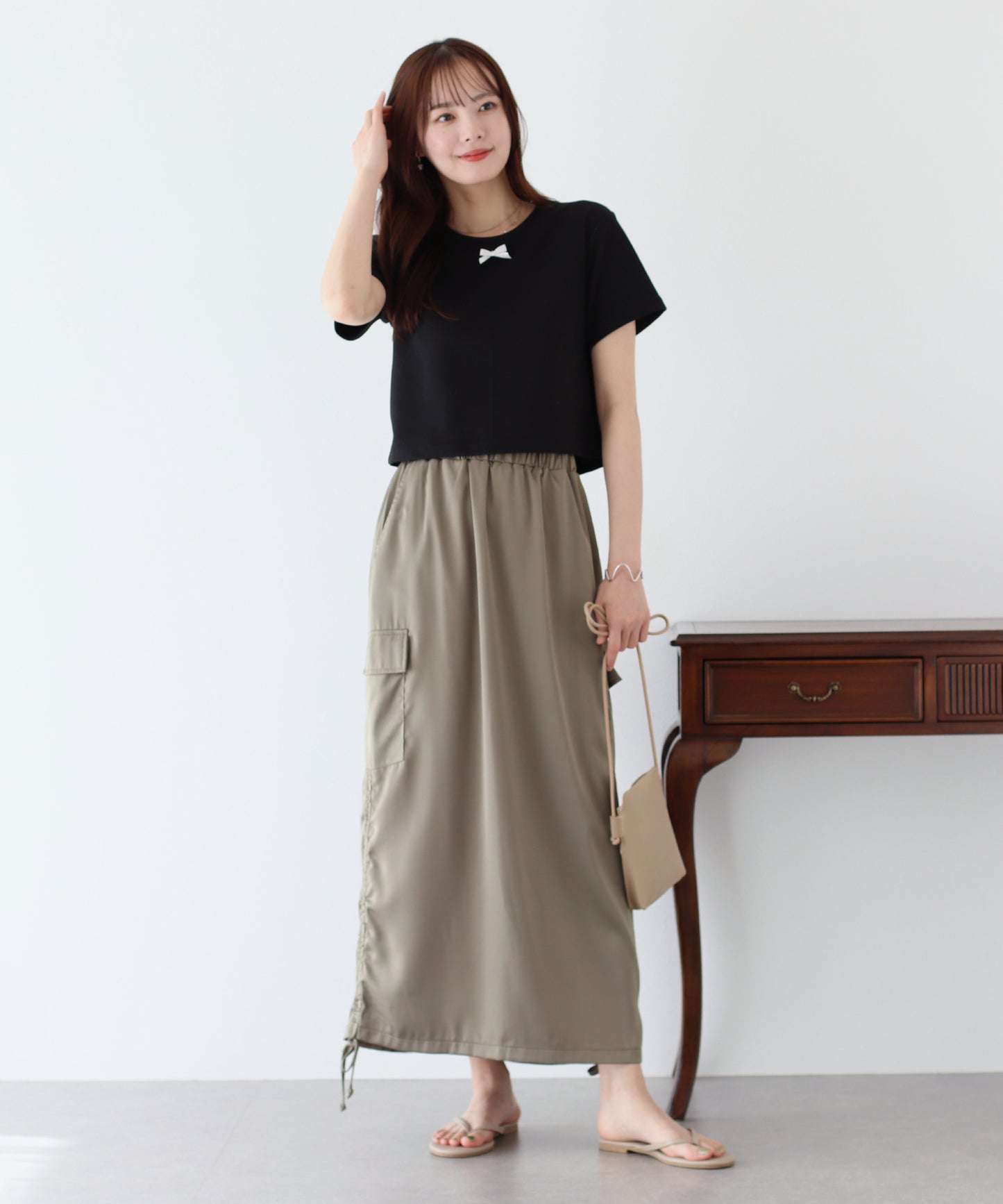 【SALE】プチリボン付きTシャツ【ネコポス】
