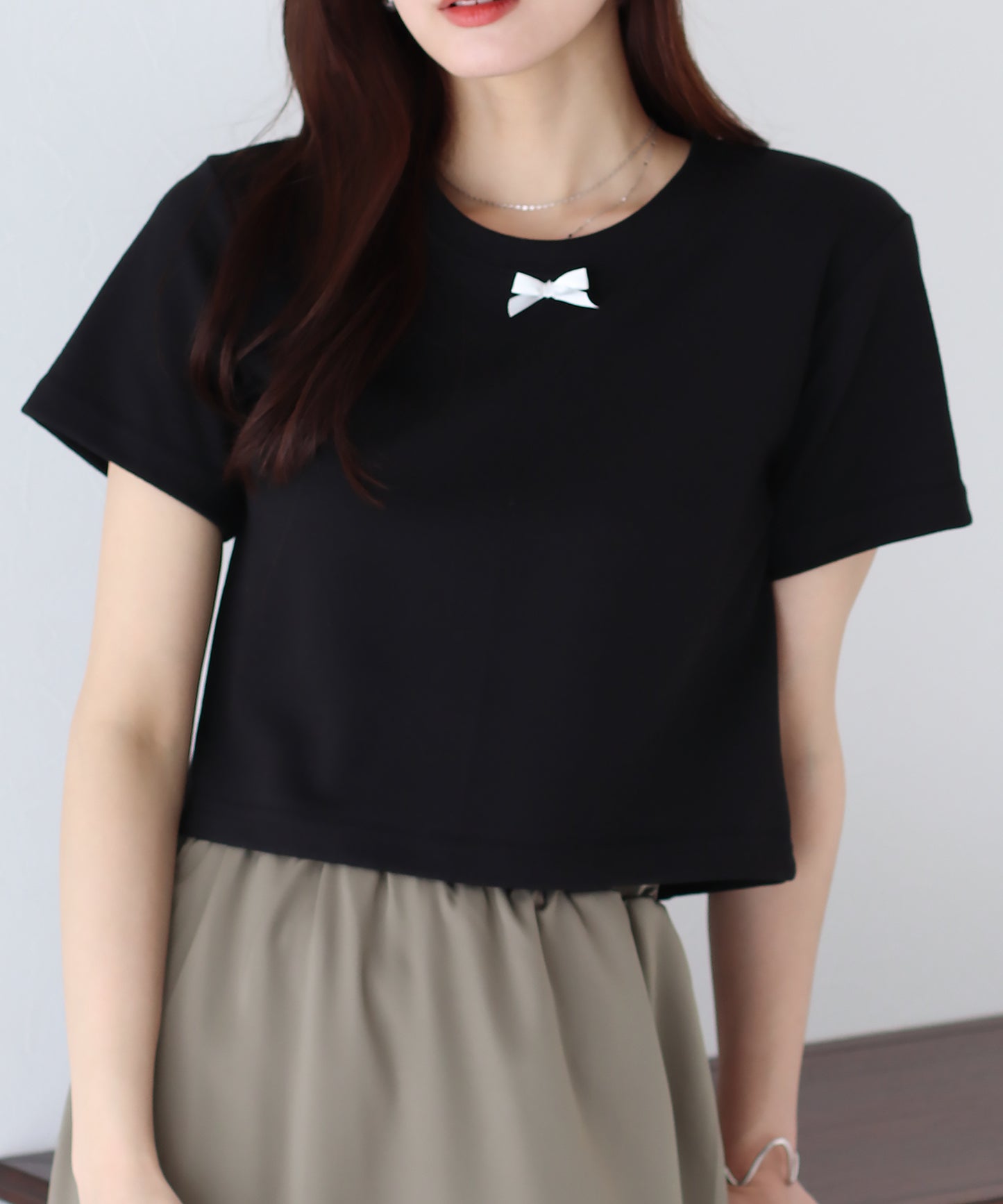 【SALE】プチリボン付きTシャツ【ネコポス】