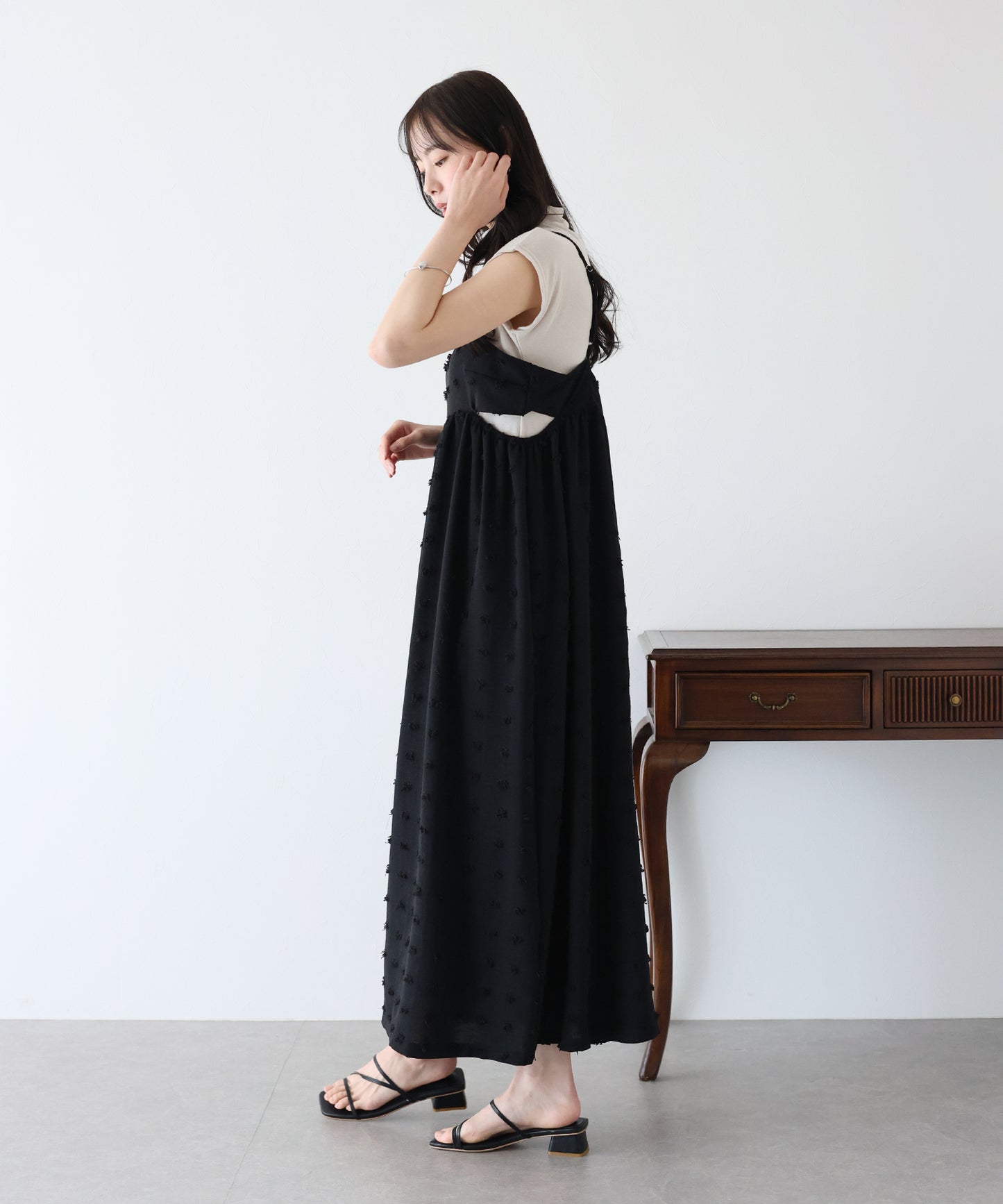 【SALE】ドットジャガードキャミワンピース