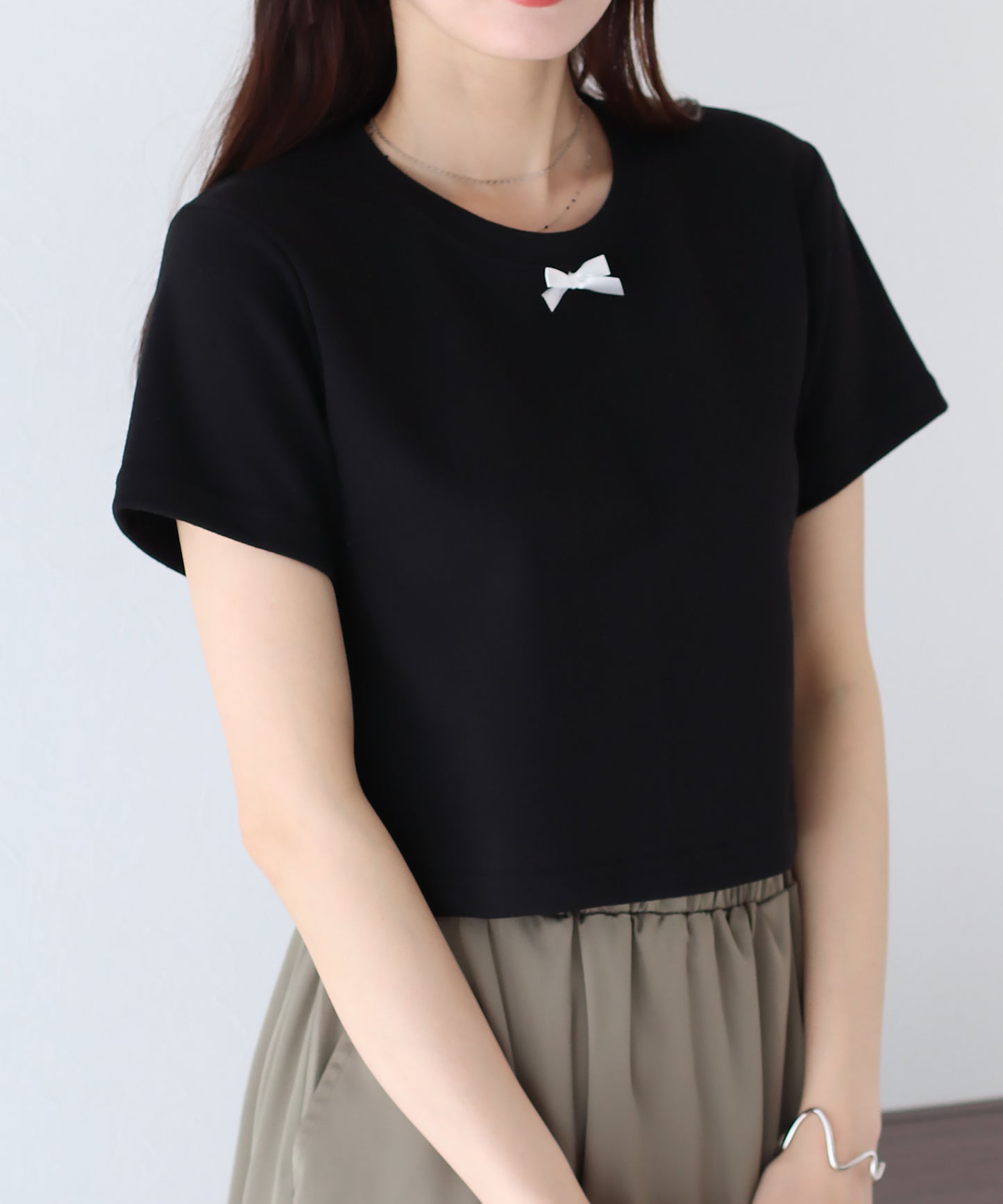 【SALE】プチリボン付きTシャツ【ネコポス】