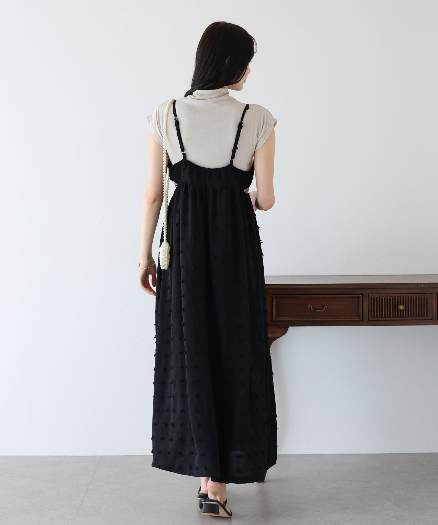 【SALE】ドットジャガードキャミワンピース