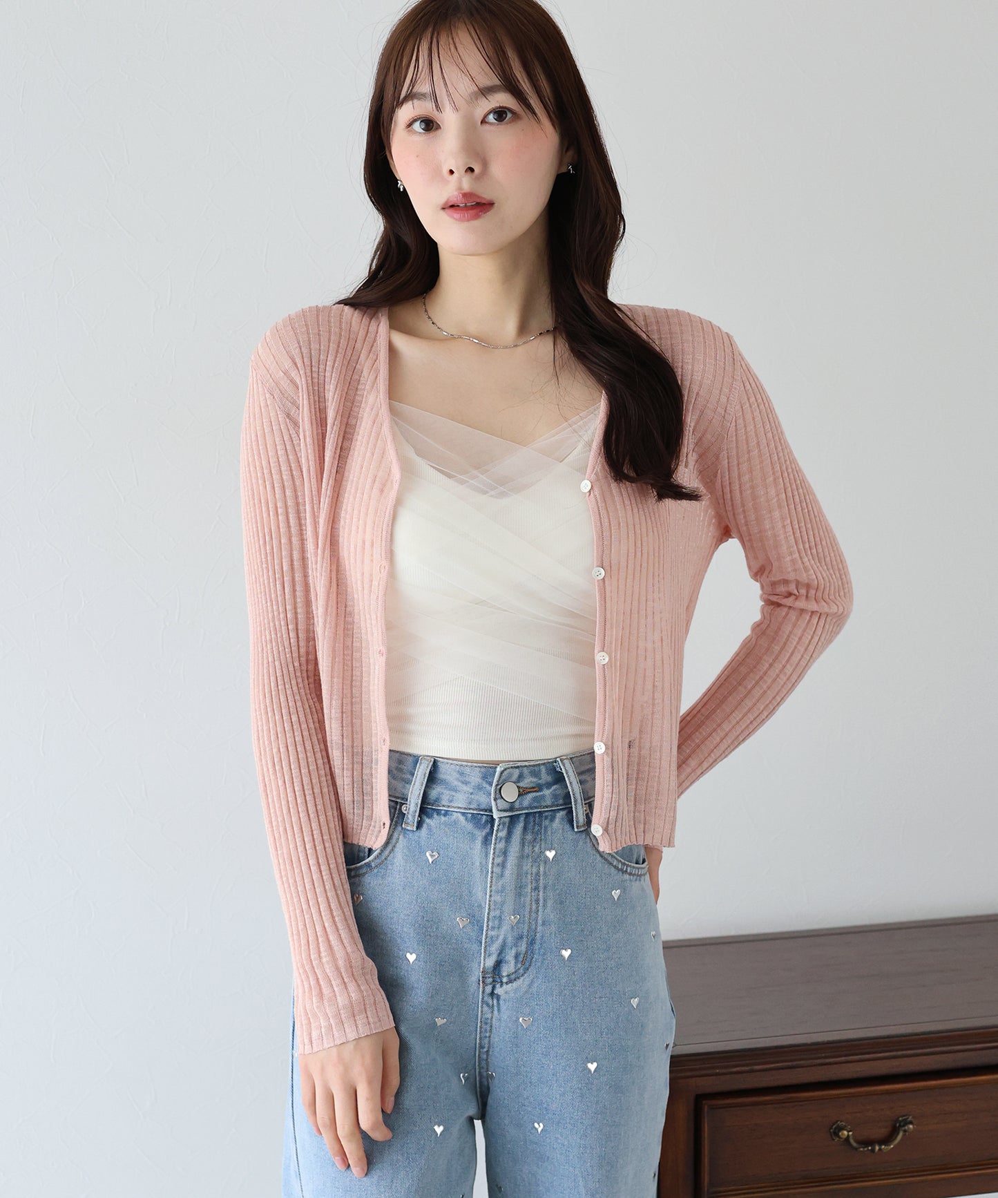 【TIME SALE】シアーリブカーディガン