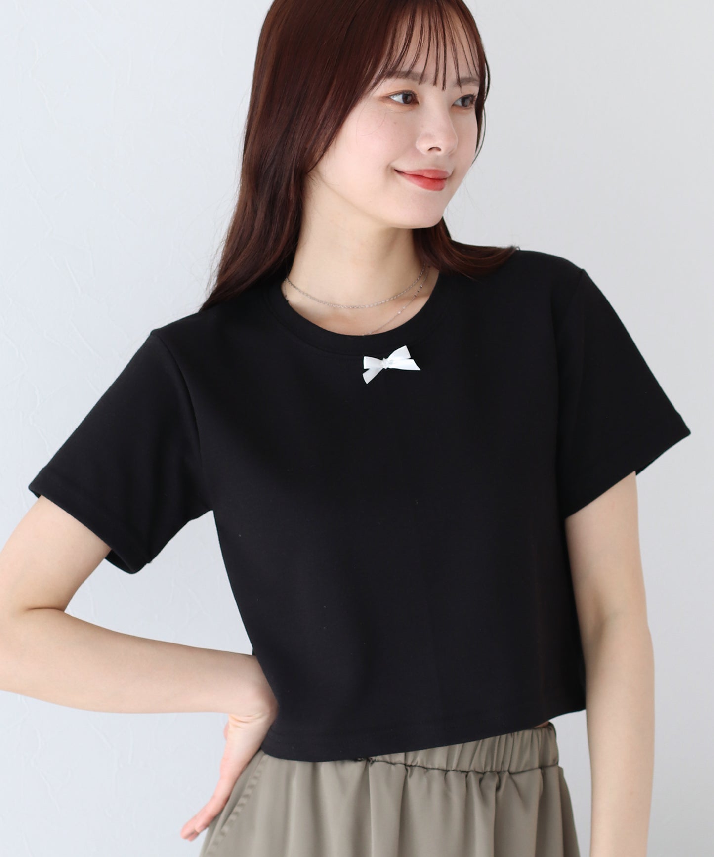 【SALE】プチリボン付きTシャツ【ネコポス】