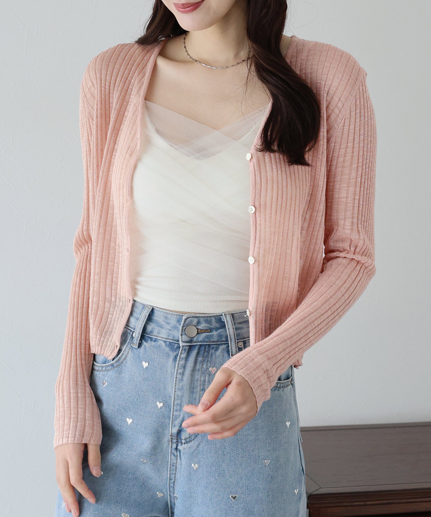 【TIME SALE】シアーリブカーディガン