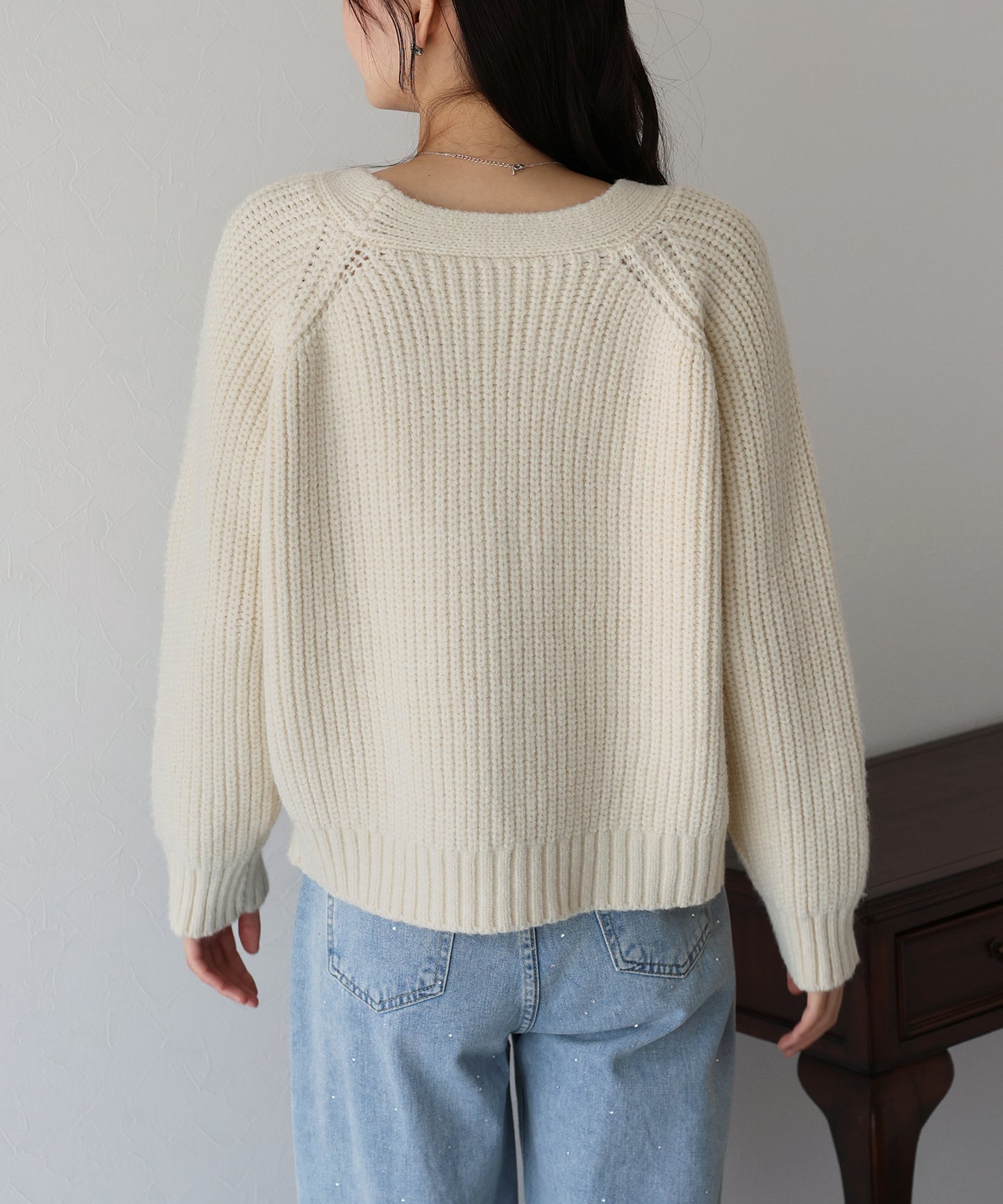 ビジューリボンボタンカーディガン