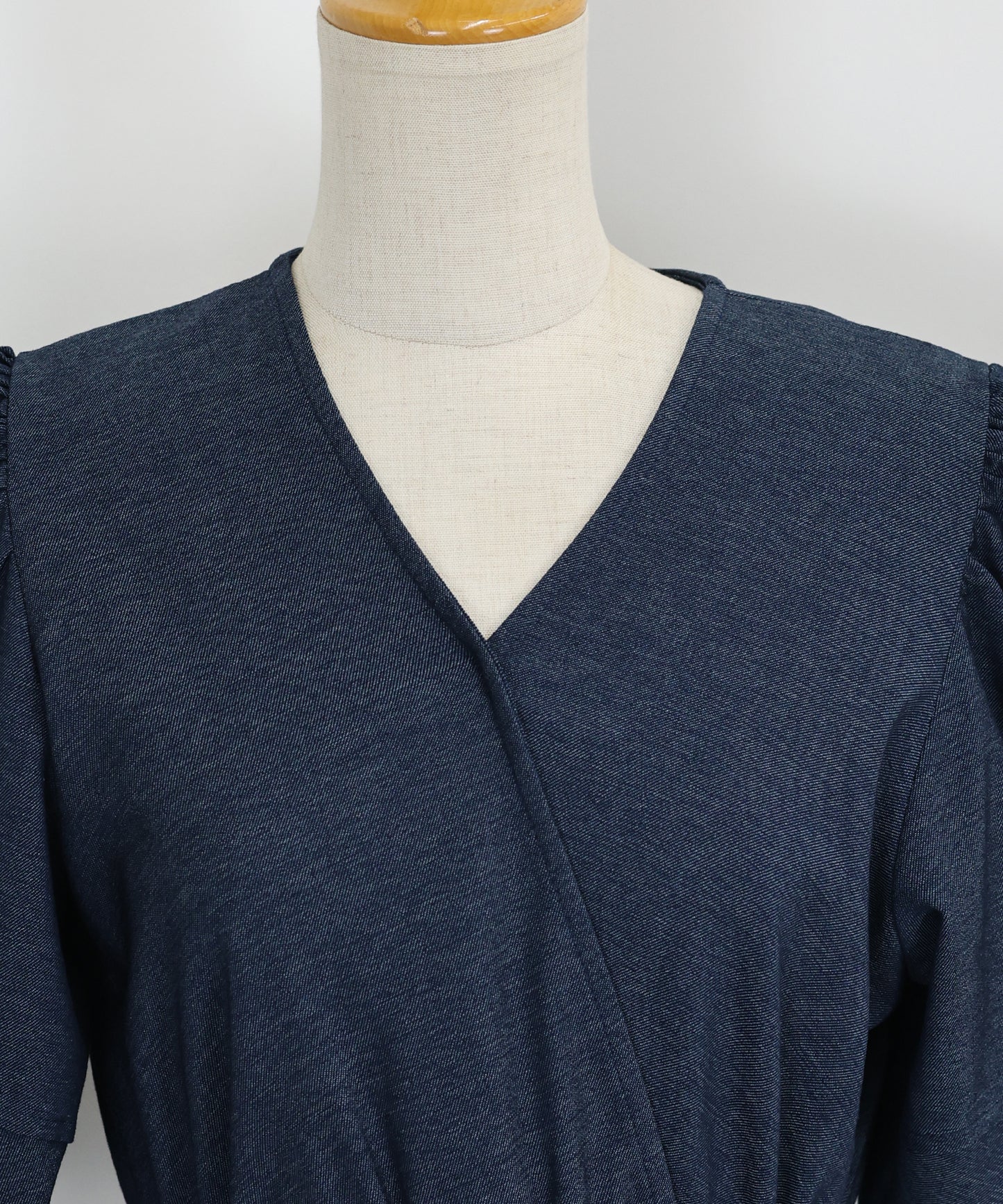 【SALE】デニムライクカシュクールワンピース