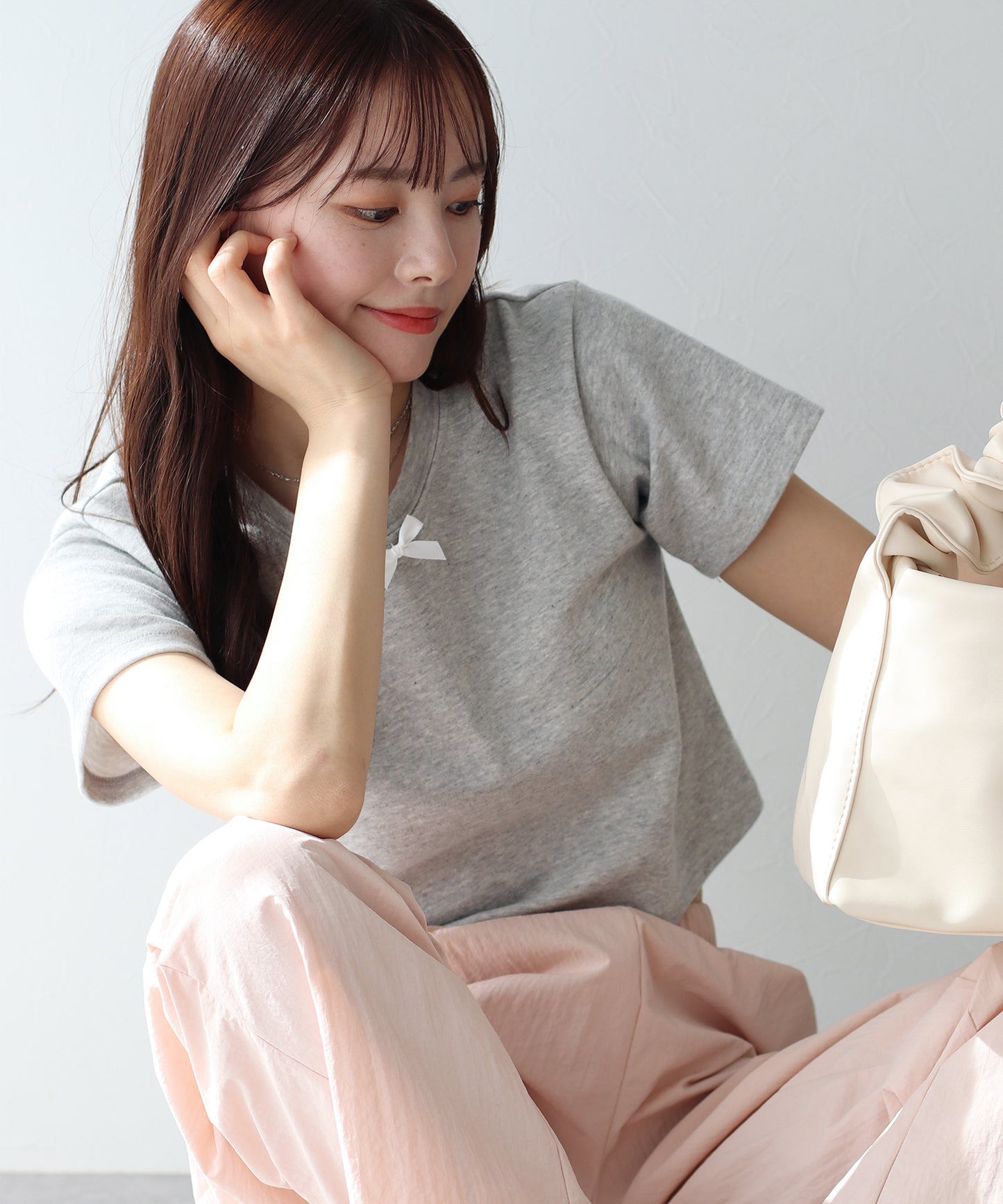 【SALE】プチリボン付きTシャツ【ネコポス】