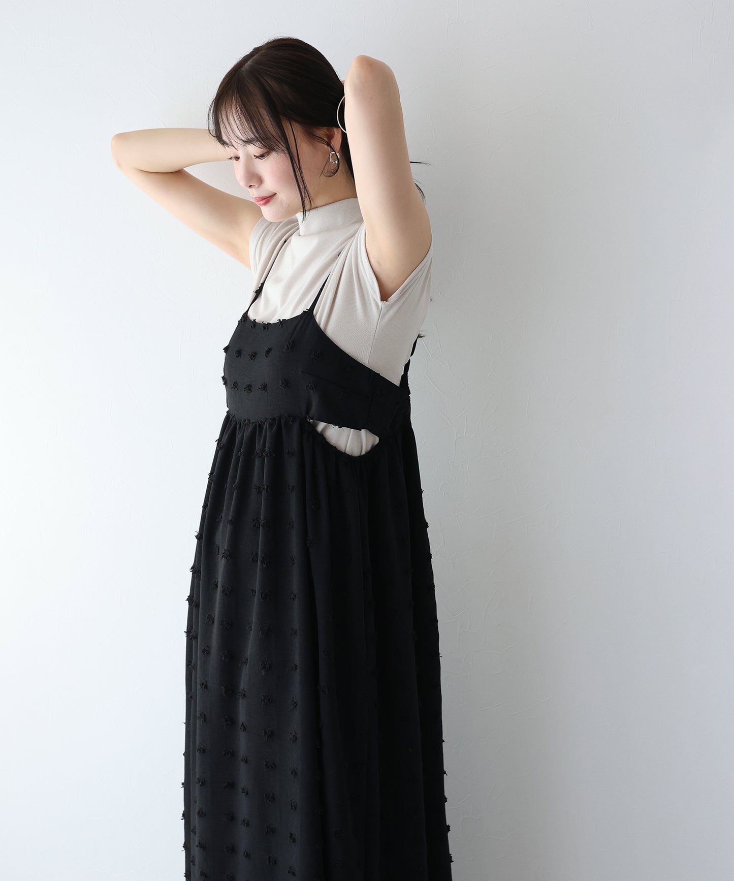 【SALE】ドットジャガードキャミワンピース