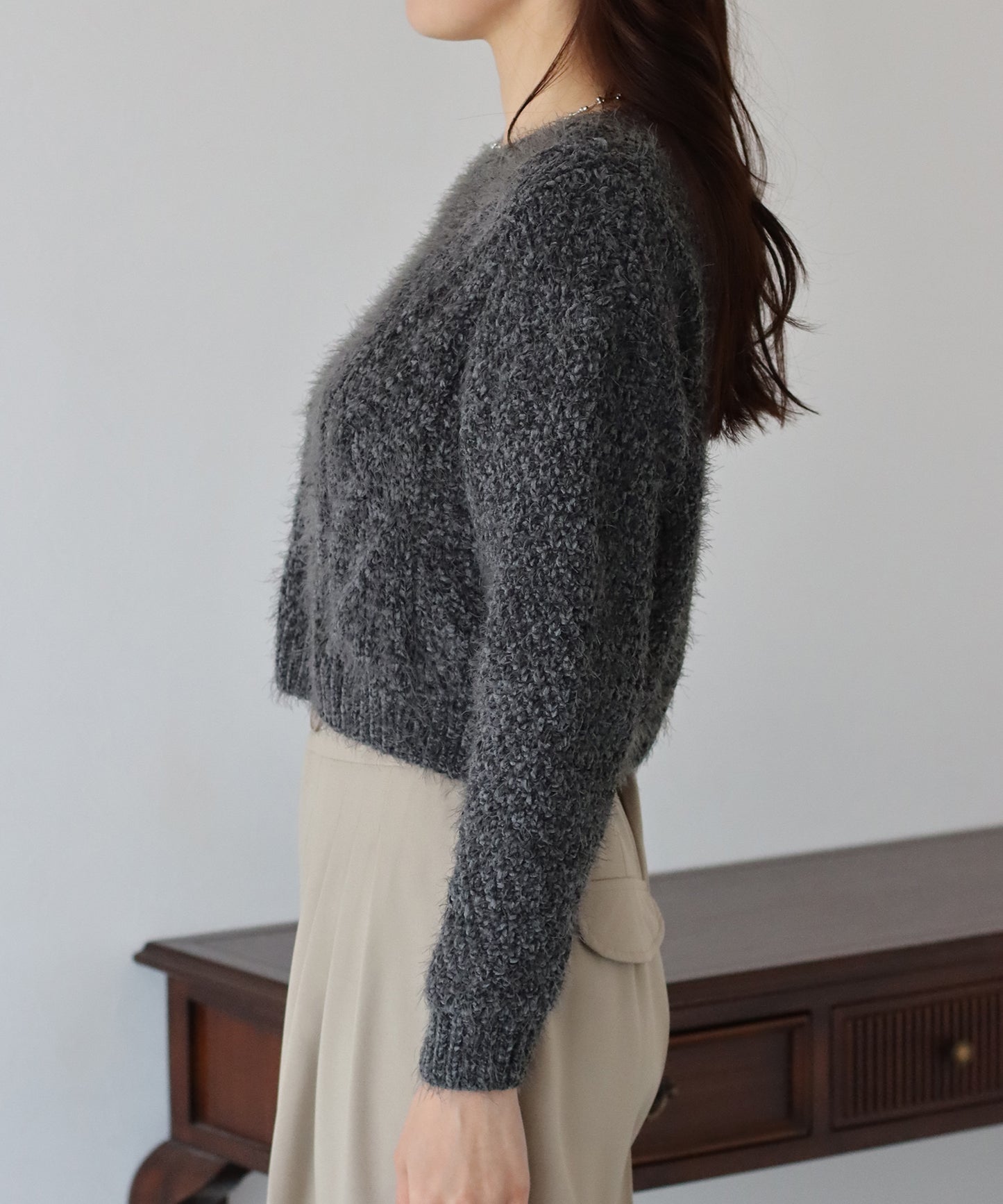 【SALE】ケーブル編みモールシャギーニット