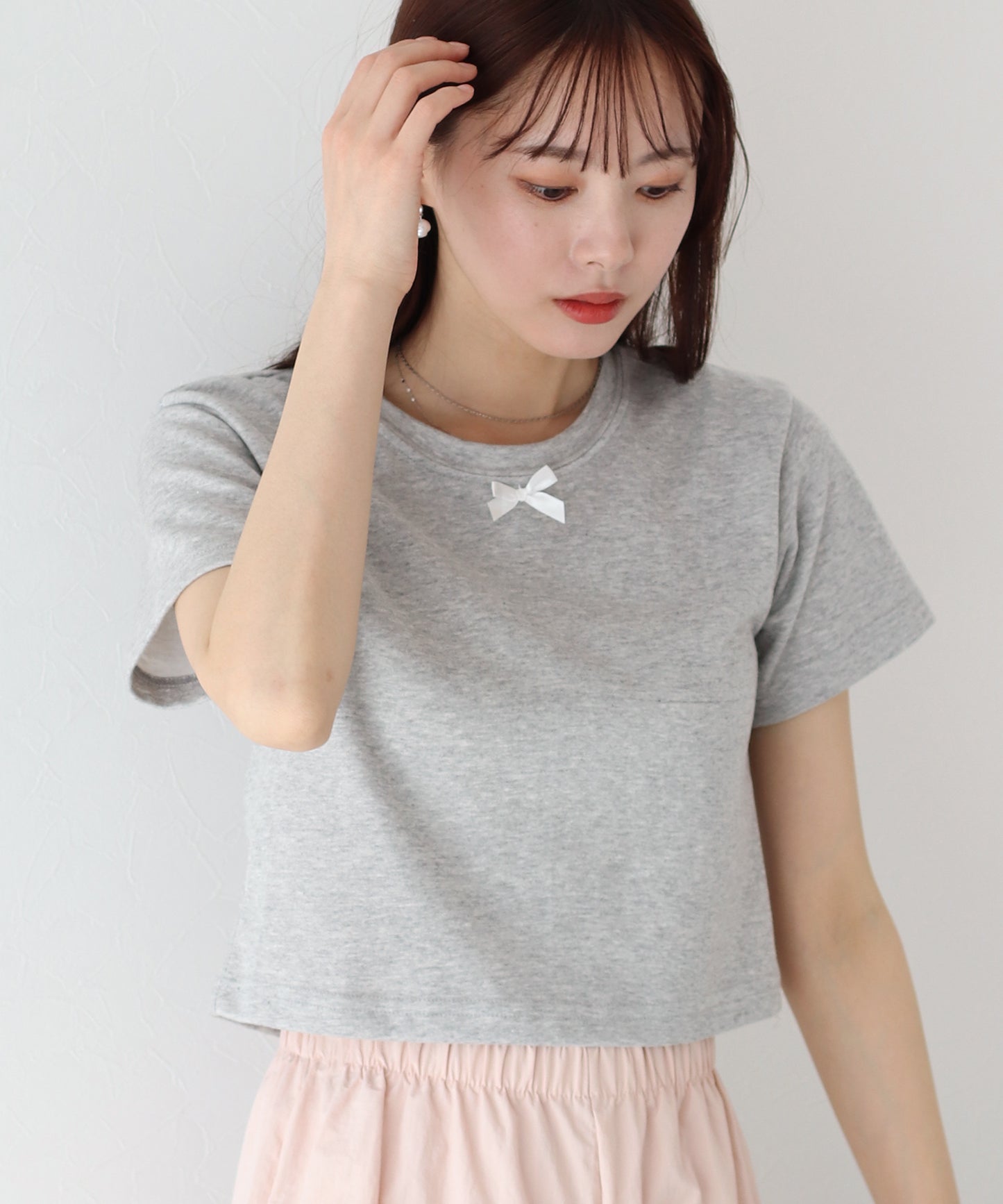 【SALE】プチリボン付きTシャツ【ネコポス】