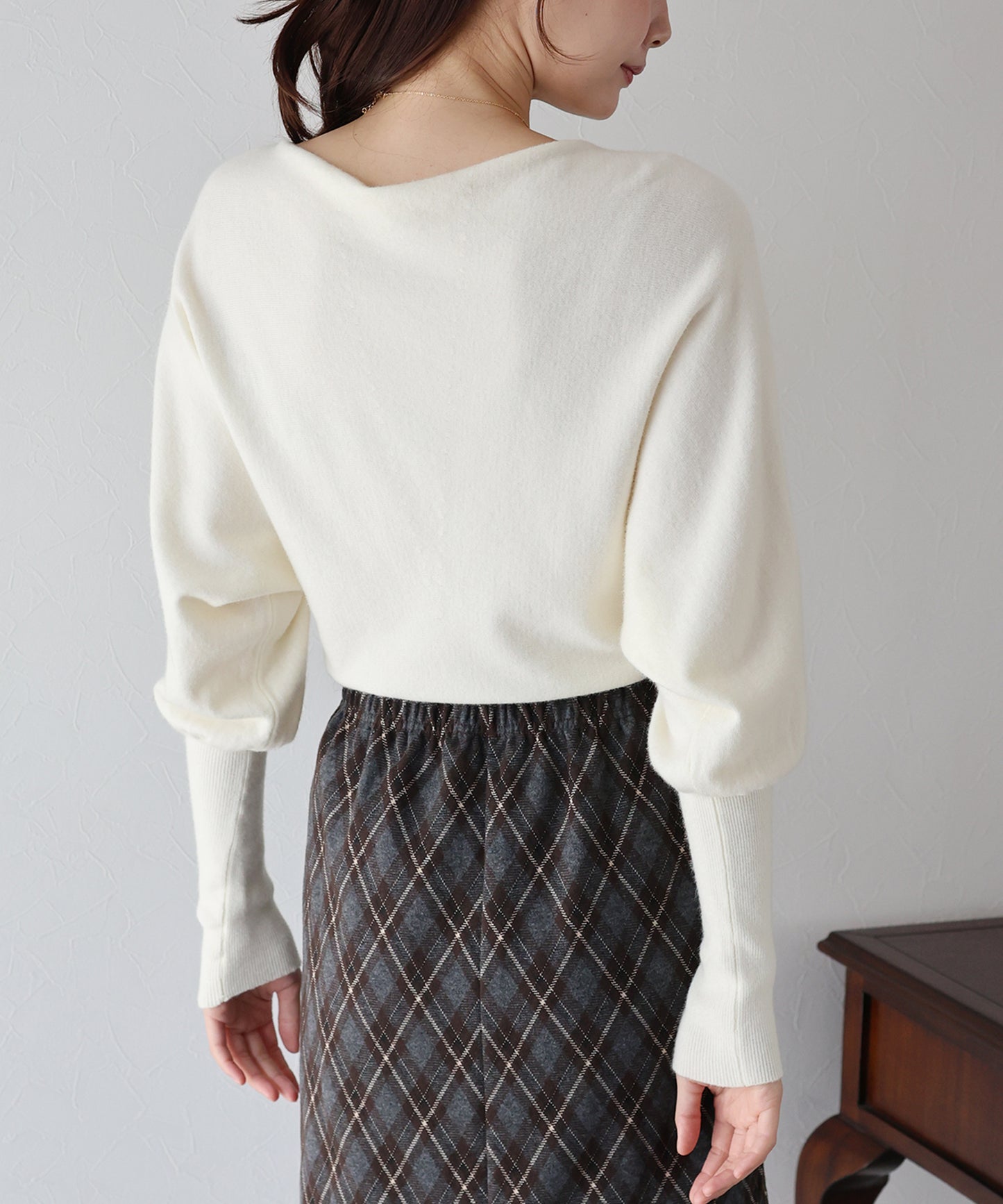 【早割5%OFF】ウール混ボリュームスリーブドルマンニット