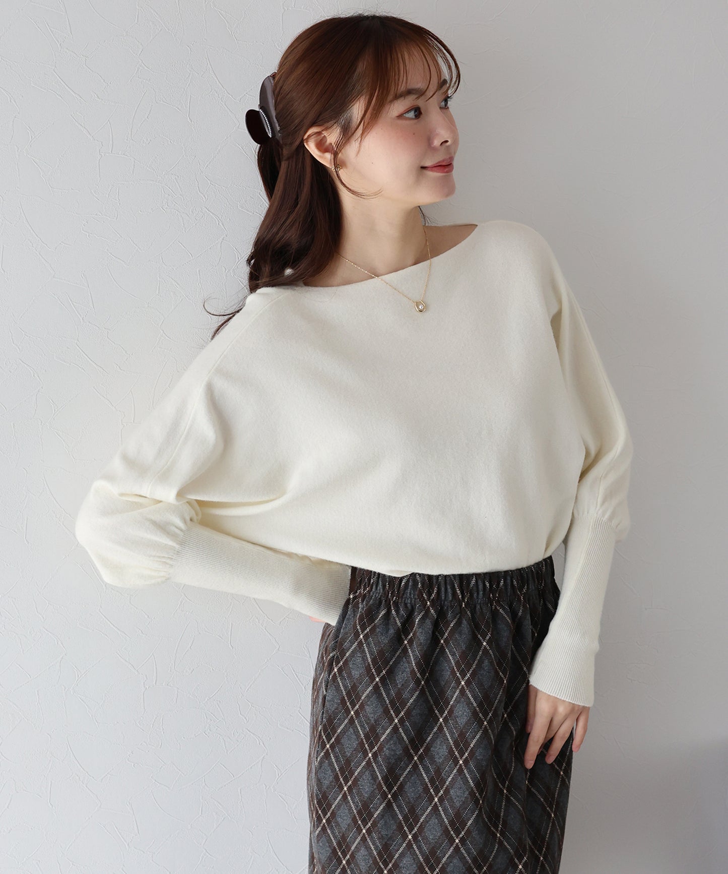 【早割5%OFF】ウール混ボリュームスリーブドルマンニット