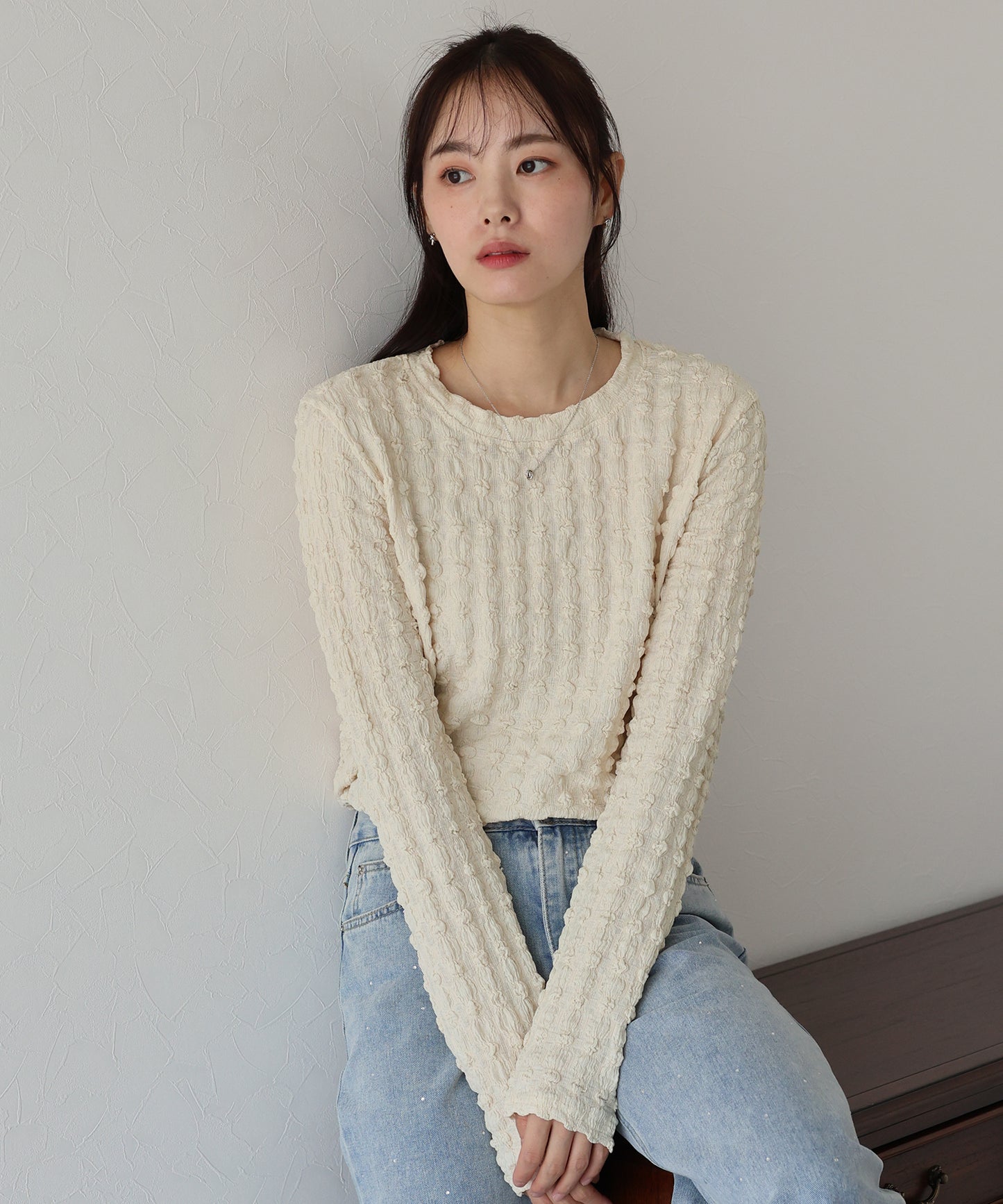 【TIME SALE】ポコポコジャガードカットソー