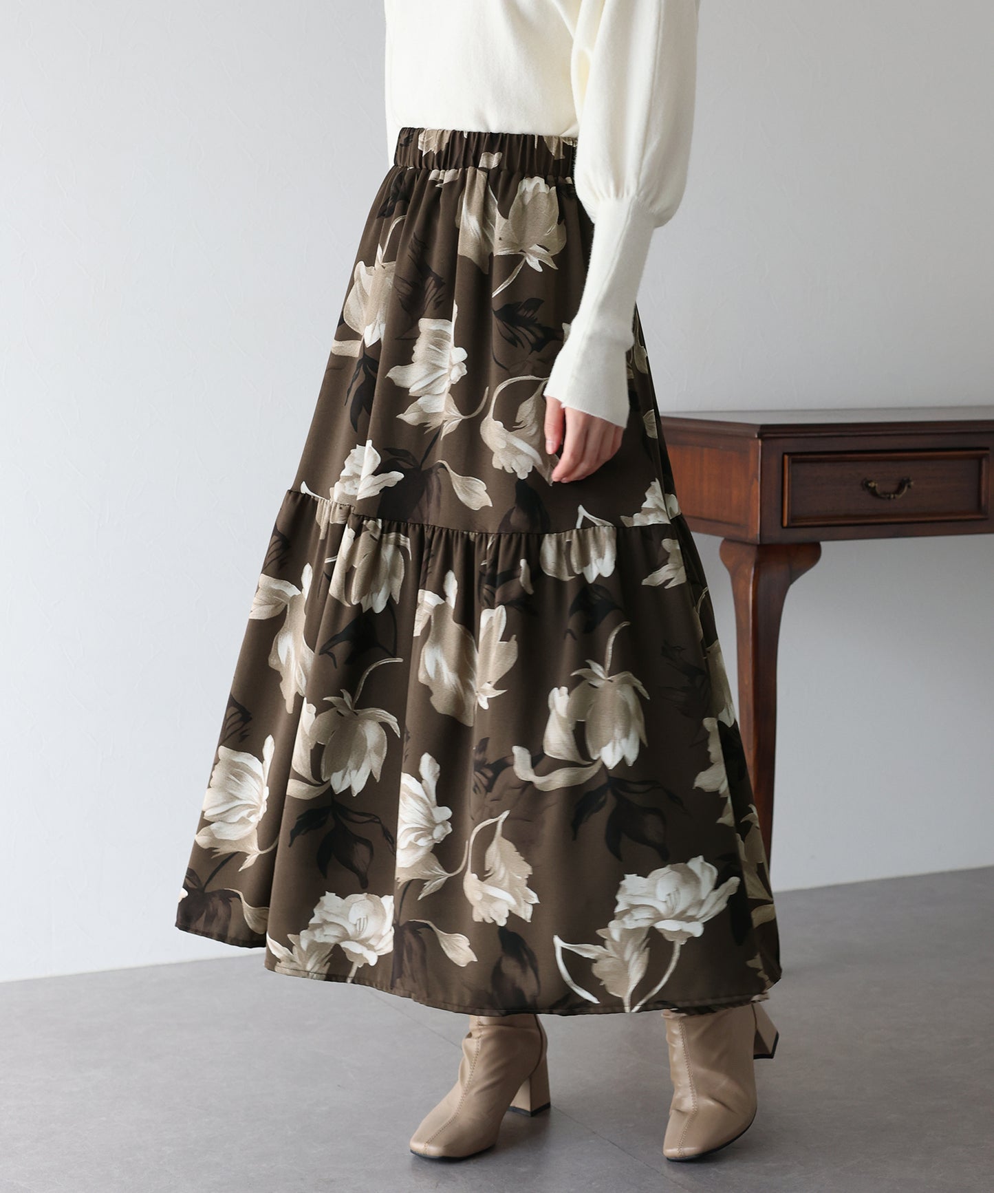 【早割5%OFF】フラワーティアードスカート