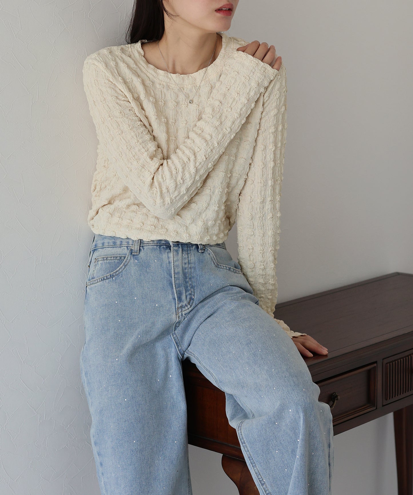 【TIME SALE】ポコポコジャガードカットソー