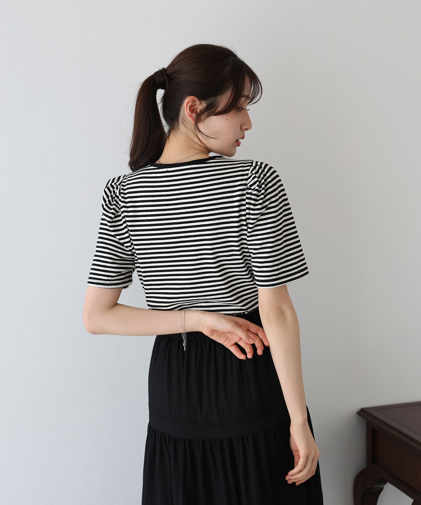 【TIME SALE】パイピングリボンタックTシャツ